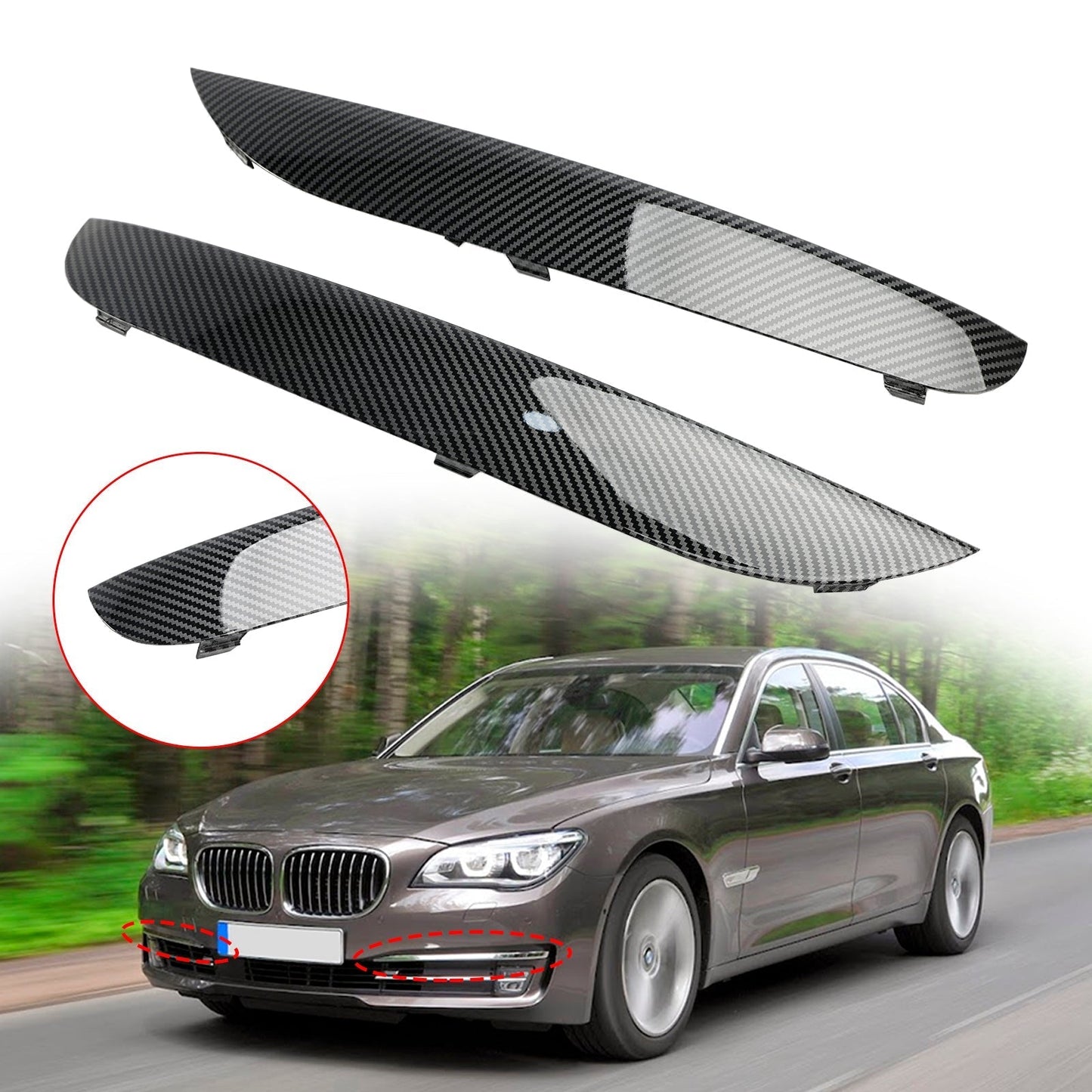Garnitures de moulures de pare-chocs avant M Sport pour BMW Série 7 F01 F02 2009-2015 (G+D) 51118047727 51118047728
