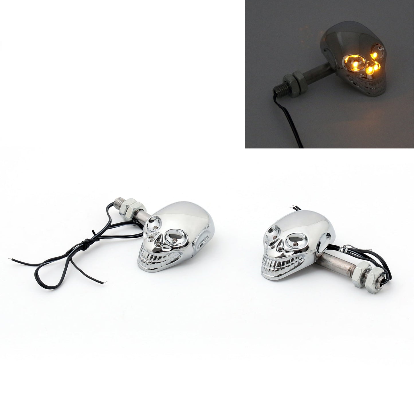 Motorcycle Skull Head Turn Signal Indicator Blinker 12V LED Light L0 Assosary