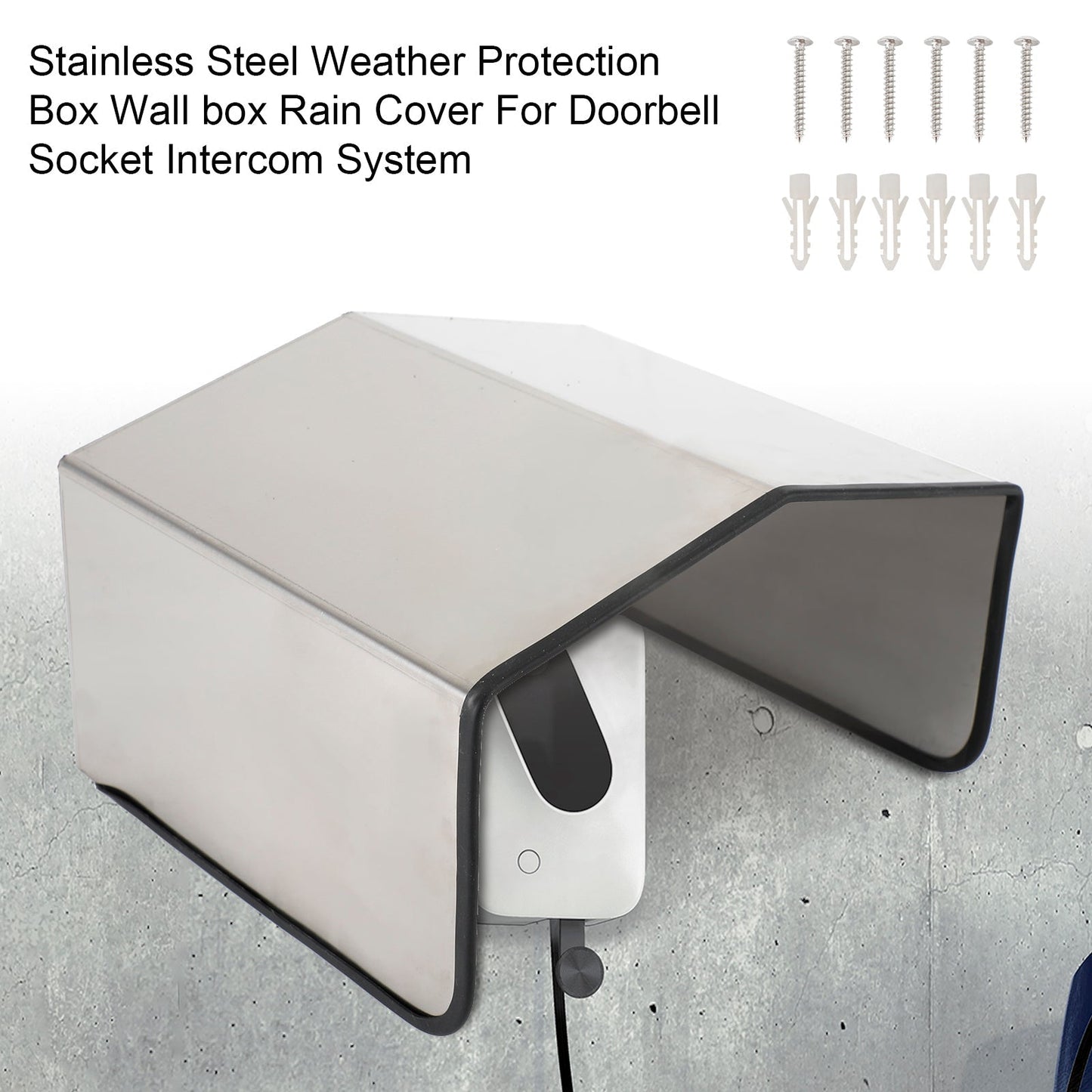 Boîtier de protection contre les intempéries en acier inoxydable, boîtier mural, protection contre la pluie pour prise de sonnette