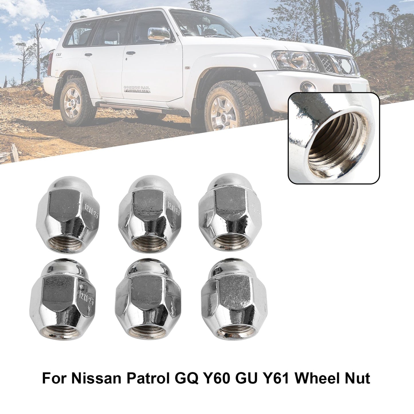 For Nissan Patrol GQ Y60 GU Y61 For Ford Maverick 6PCS Chrome Wheel Nut 40224V5500 40224-V5500