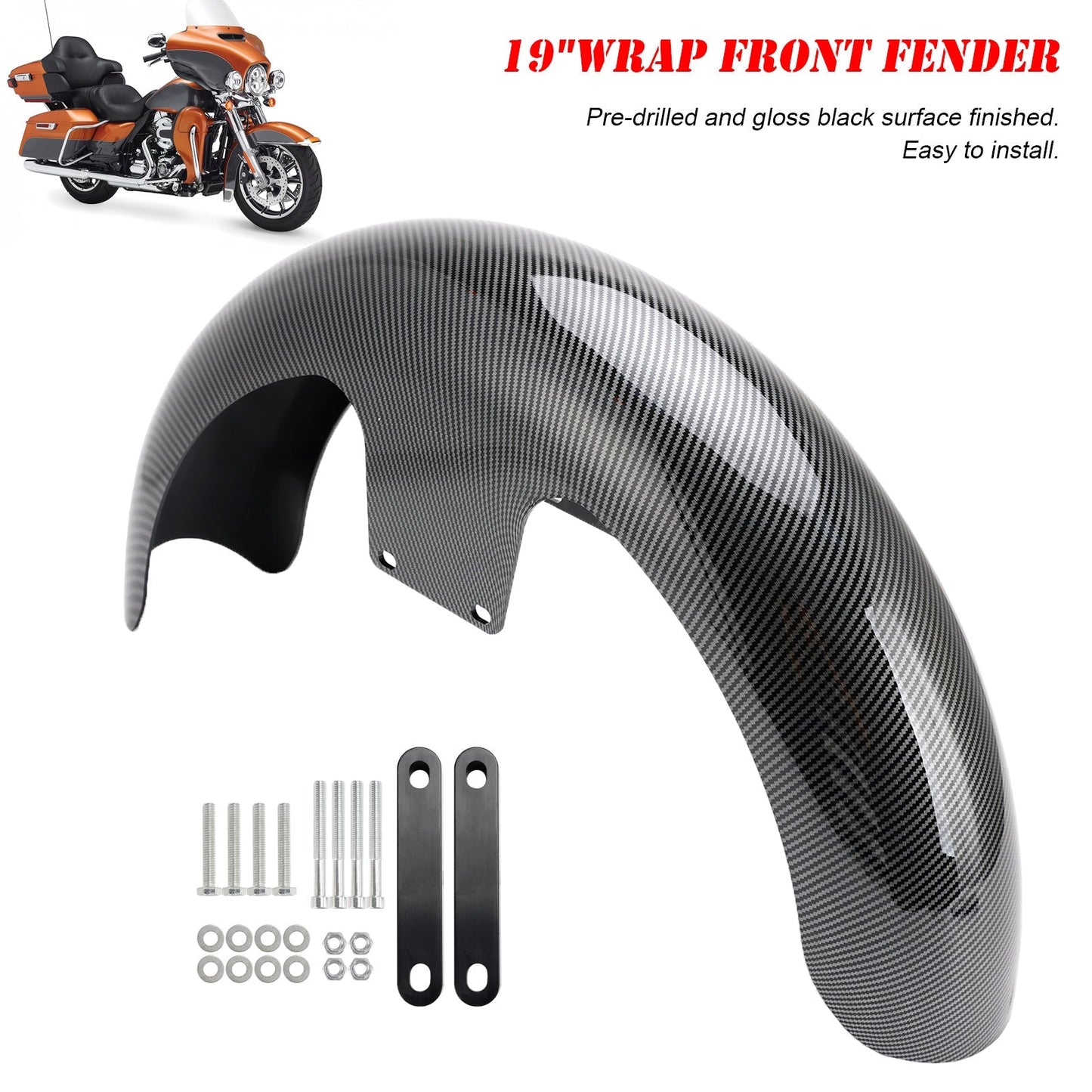 Garde-boue avant enveloppant ABS 19" Touring Electra Street Road Glide Baggers FLHT FLHR