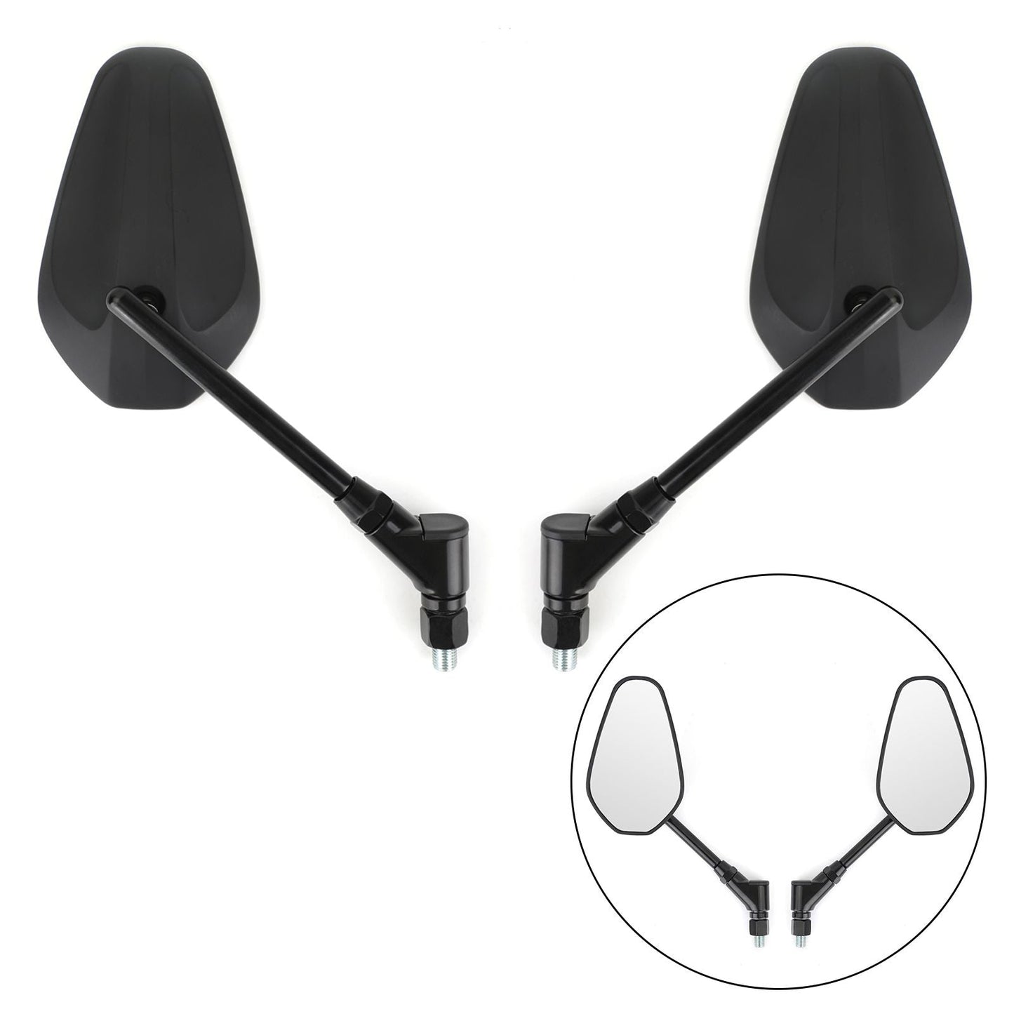 Rétroviseurs latéraux gauche et droit noirs neufs pour moto Cruiser Chopper M10 10 mm