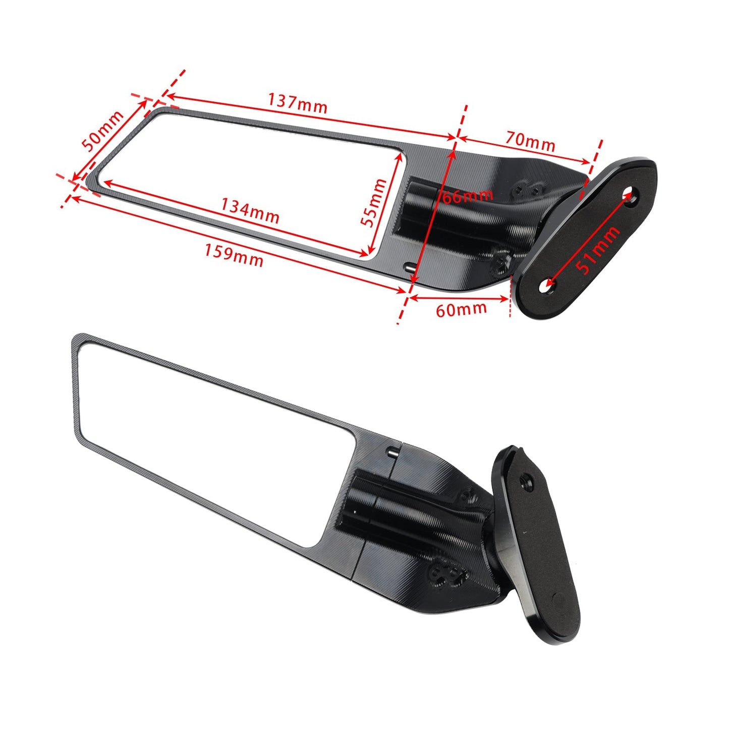 Espejos retrovisores tipo aleta de aluminio CNC para Yamaha YZF R3 / YZF R25 19-23
