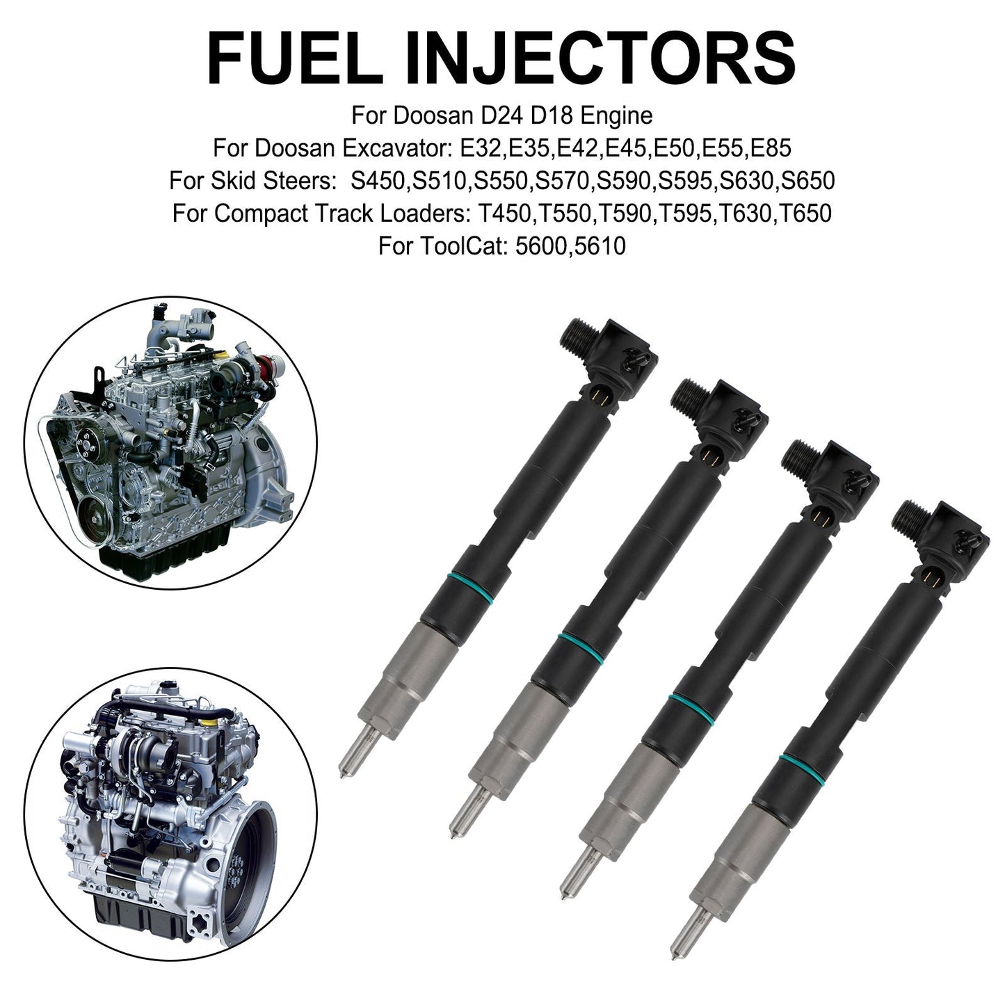28337917 4PCS Fuel Injectors 400903-00074D 7275454 fit Bobcat fit Doosan Excavator E32 E35 E42 E45 E50 E55 E85 Fedex Express