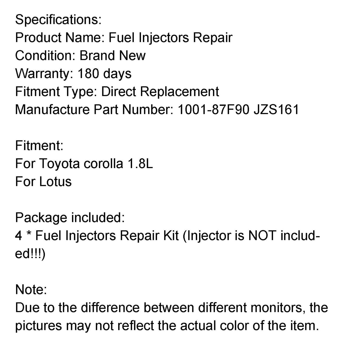 4PCS Fuel Injectors Repair Seal Kit 1001-87F90 fit Toyota Corolla 1.8L fit Lotus
