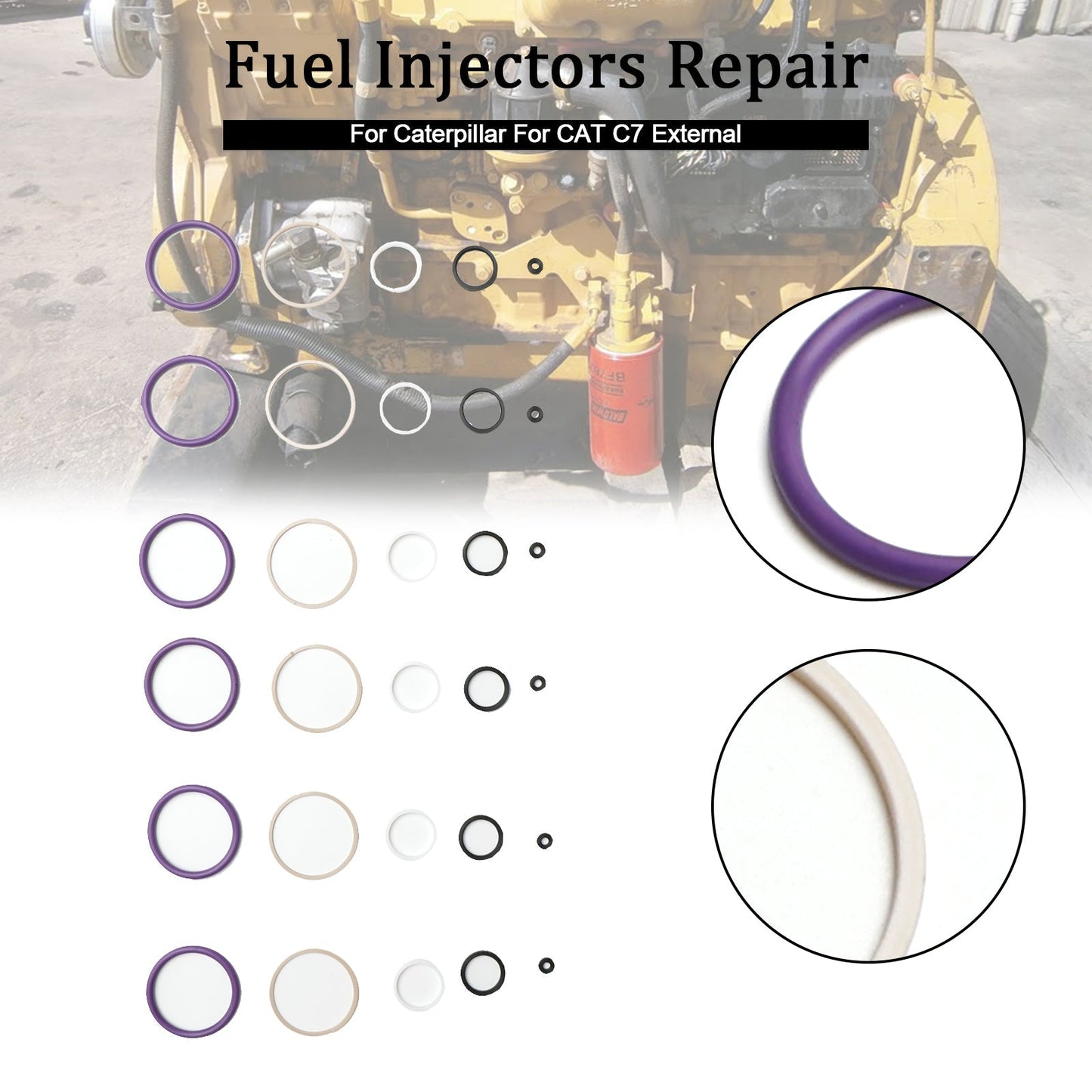 Caterpillar CAT C7 Internal 6PCS Fuel Injectors Seal O-Ring Kit