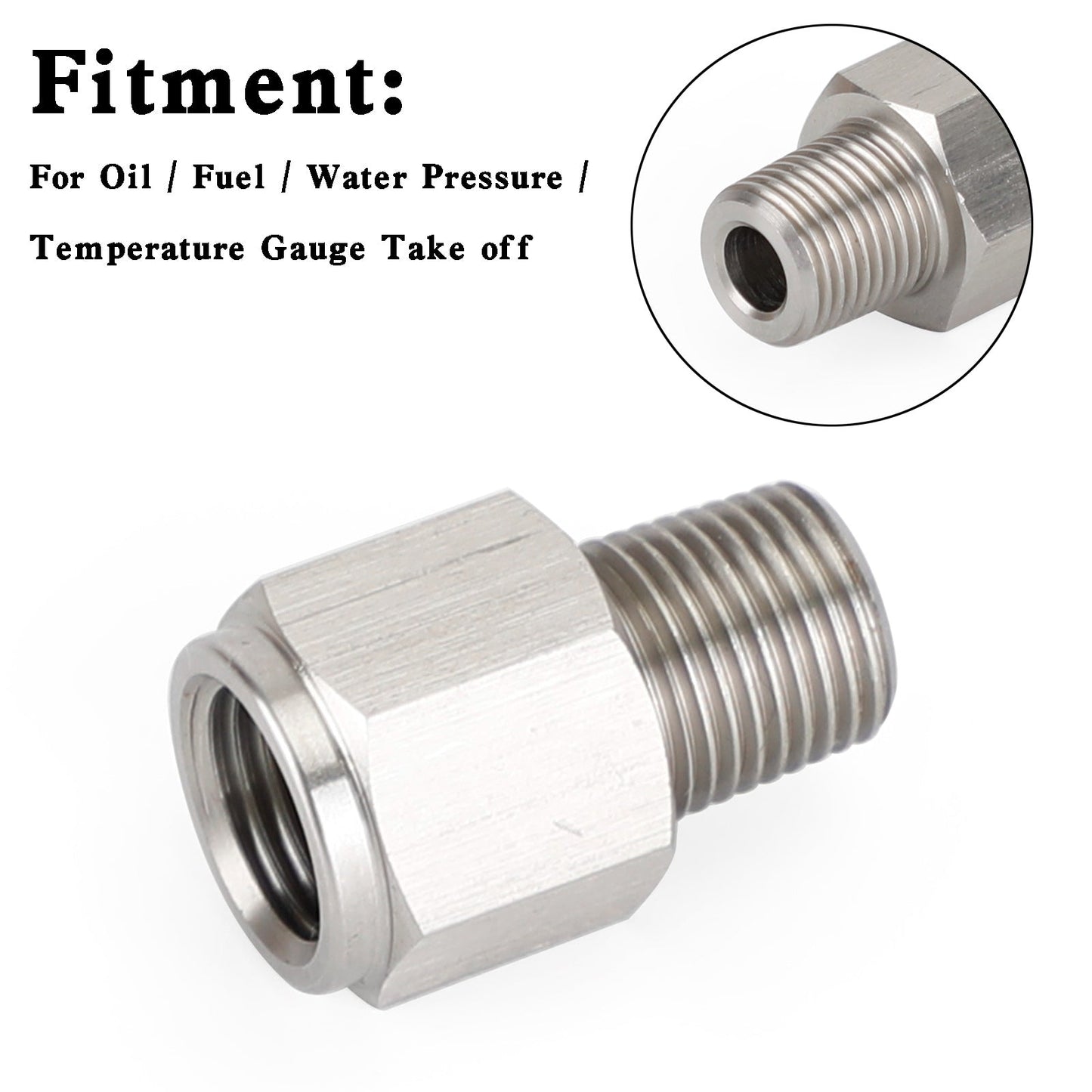 Adaptateur de manomètre de pression d'huile en acier inoxydable, 1/8" NPT mâle vers 1/4" M10x1,0 femelle