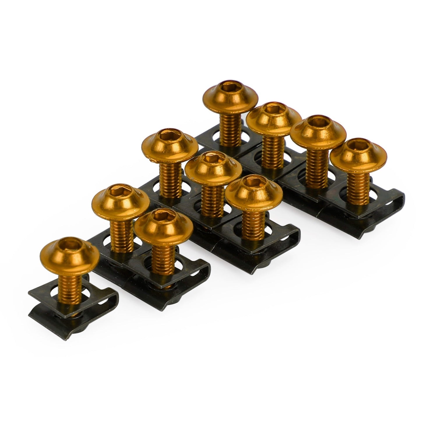 10 boulons en aluminium M6 x 20 mm pour pare-brise de moto et clips à ressort en C pour Honda