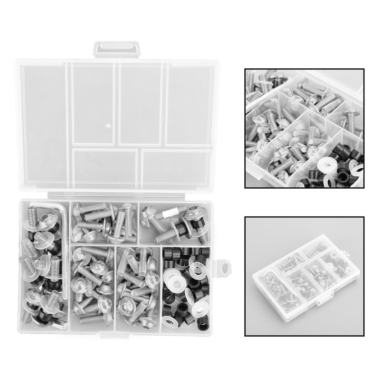 Kit de 158 boulons de carénage de pare-brise de moto de sport, clips de fixation, vis argentées