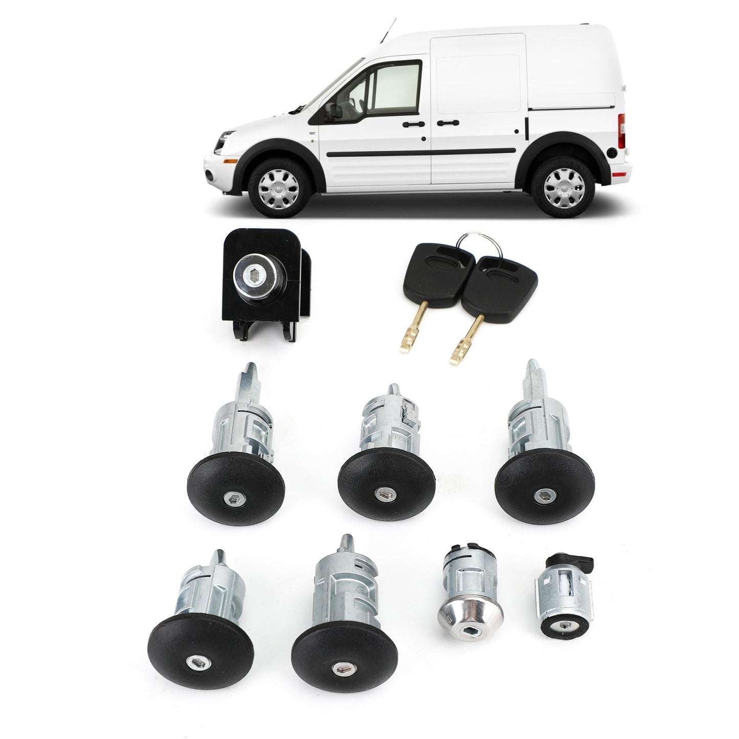 Ensemble de serrures Transit Connect pour Ford 02-07 avec serrure de capot et de porte de carburant