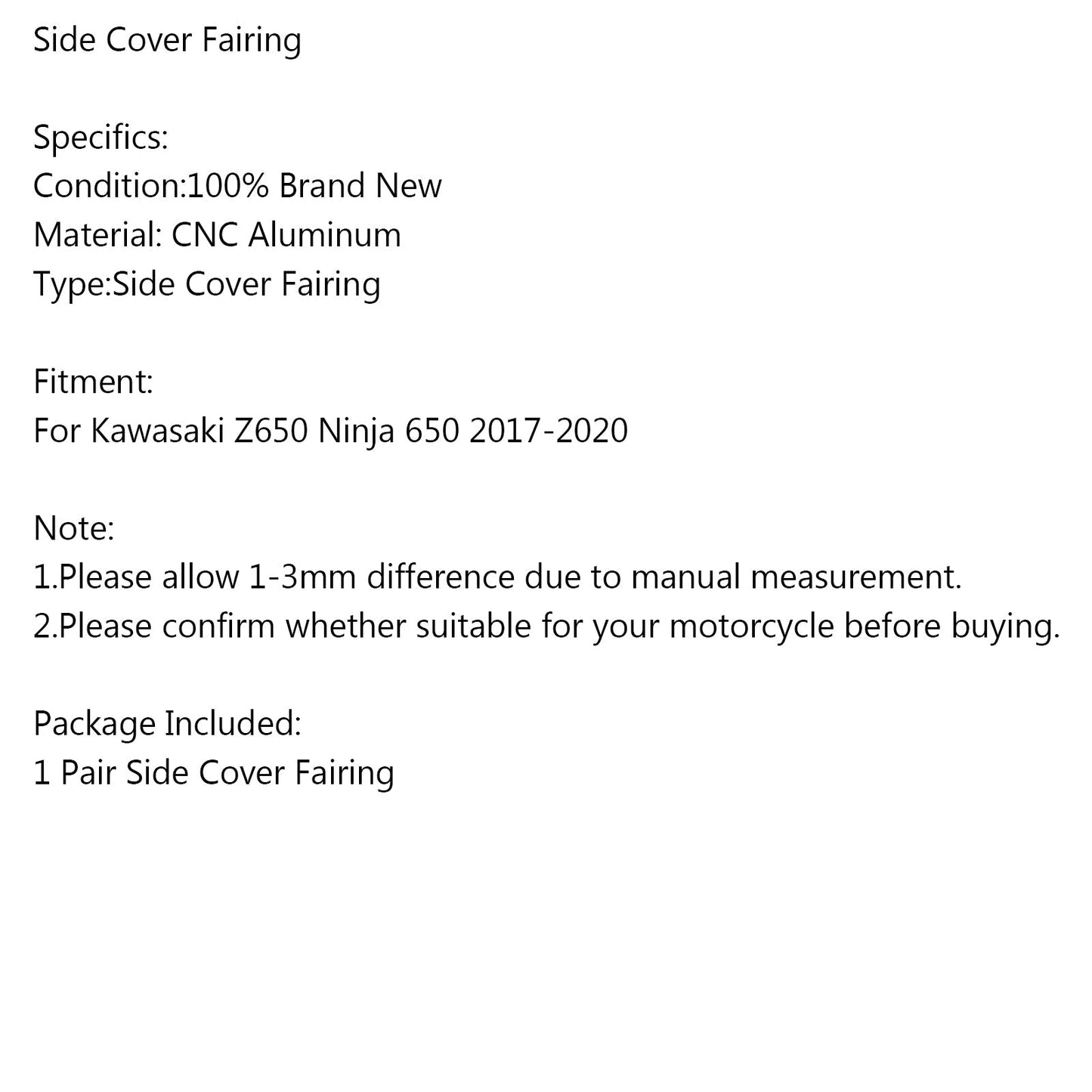 Carénage de protection latérale de cadre de moto pour Kawasaki Z650 Ninja 650 2017-2020, vert