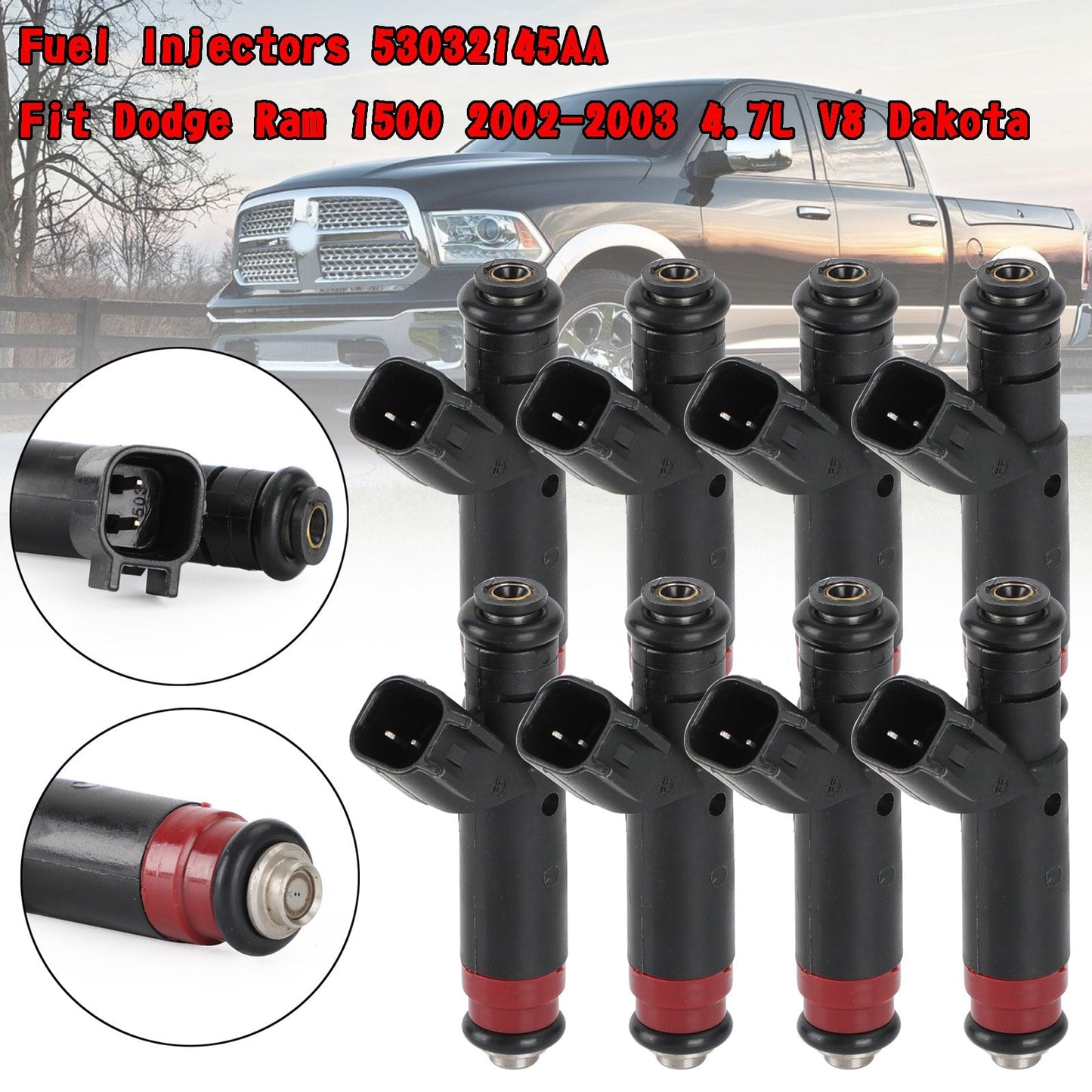 2002-2003 Dodge Ram 1500 4.7L V8 8PCS Fuel Injectors 53032145AA 812-12144