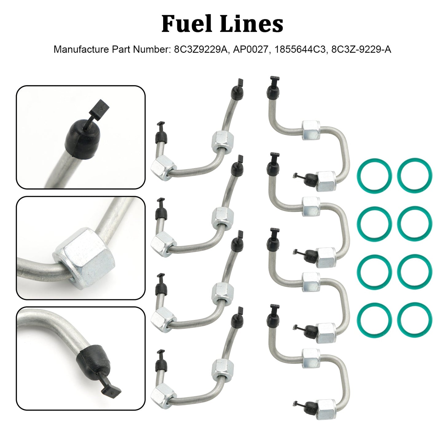 Kit d'installation d'injecteur de carburant 8 pièces avec conduite d'injecteur 8C3Z9229A pour Ford F-250 F-350 F-450 F-550 Super Duty V8 391 6,4 L 2008-2010