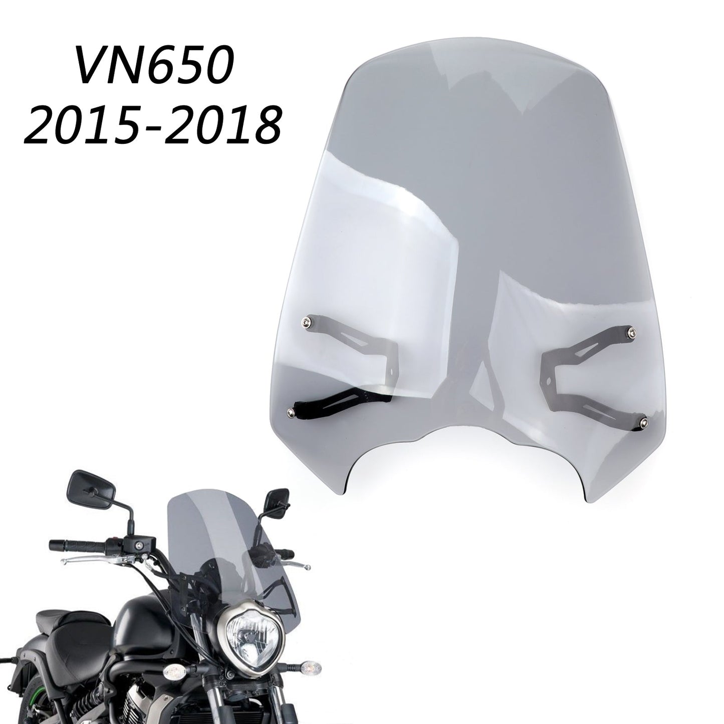 Pare-brise avec support pour Kawasaki Vulcan S 650 2015-2020, gris