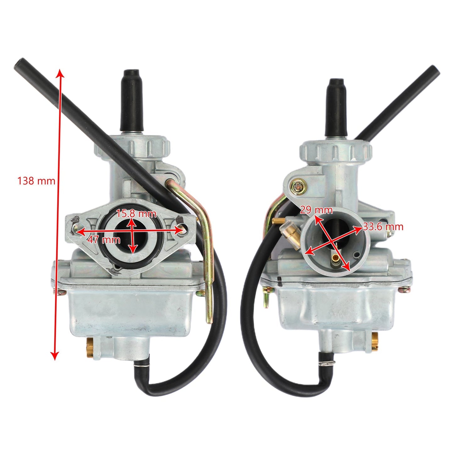 Carburateur PZ16 16 mm avec starter manuel pour VTT, motocross, karting, 50 cc, 70 cc, 90 cc, 110 cc