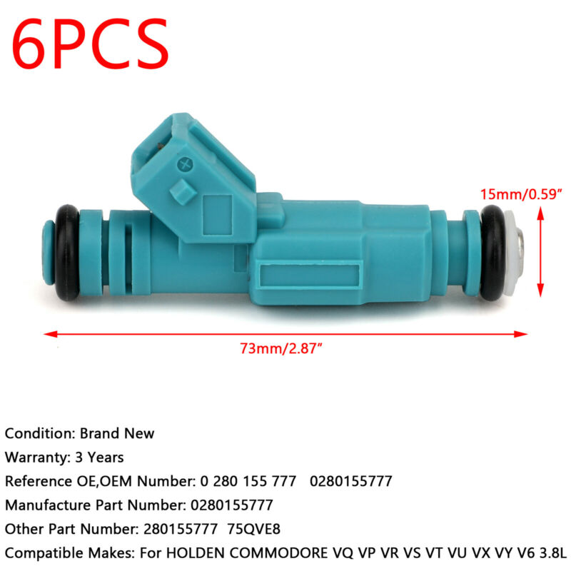 Injecteurs de carburant compatibles avec Holden Commodore 0280155777 VN VL VQ VP VR VS VT VU VX VY V6 3,8 L