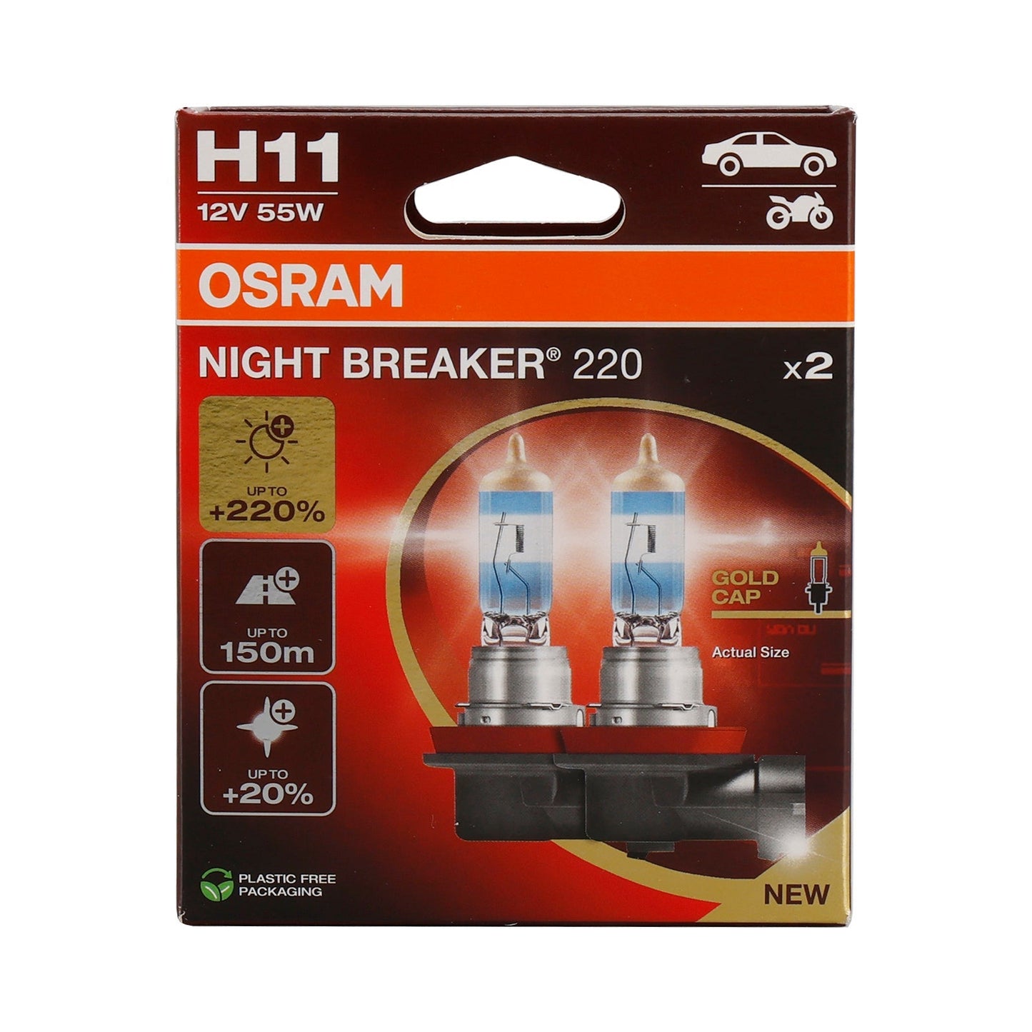 Lot de 2 ampoules de voiture OSRAM Night Breaker H11 12 V 55 W 64211NB220