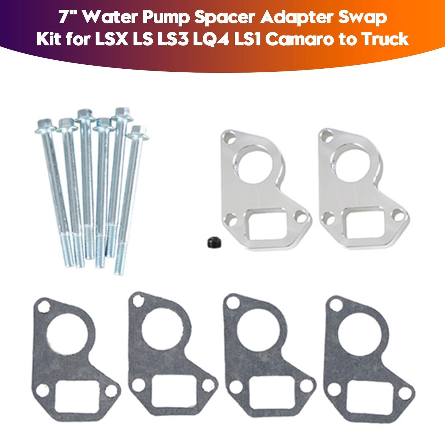 1998-2002 LSX LS LS3 LQ4 LS1 Camaro to Truck 7" Water Pump Spacer Adapter Swap Kit