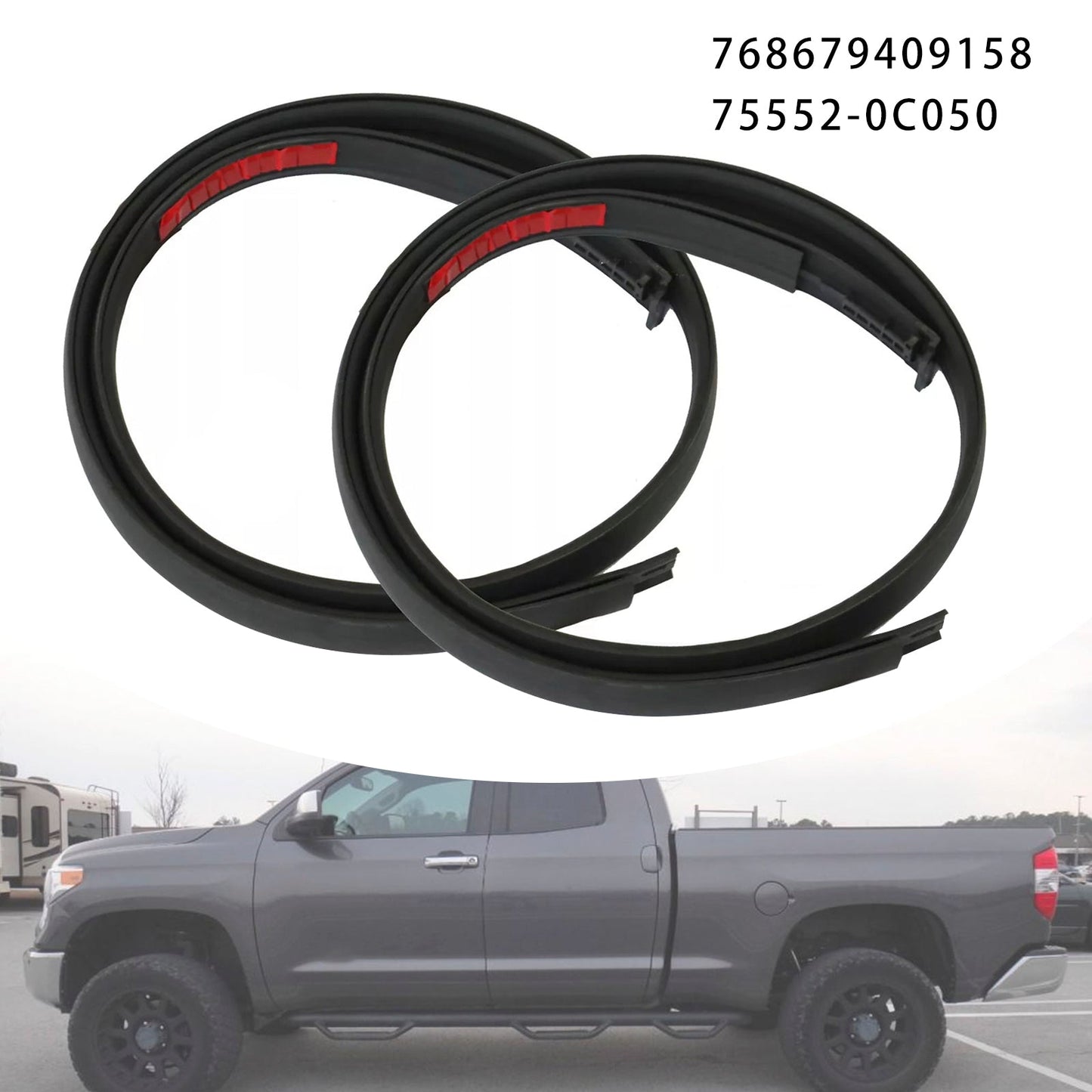 2007-2020 Toyota Tundra DOUBLE CAB 2PCS Left&Right Roof Drip Molding Trim Rubber 768679409158 75552-0C050