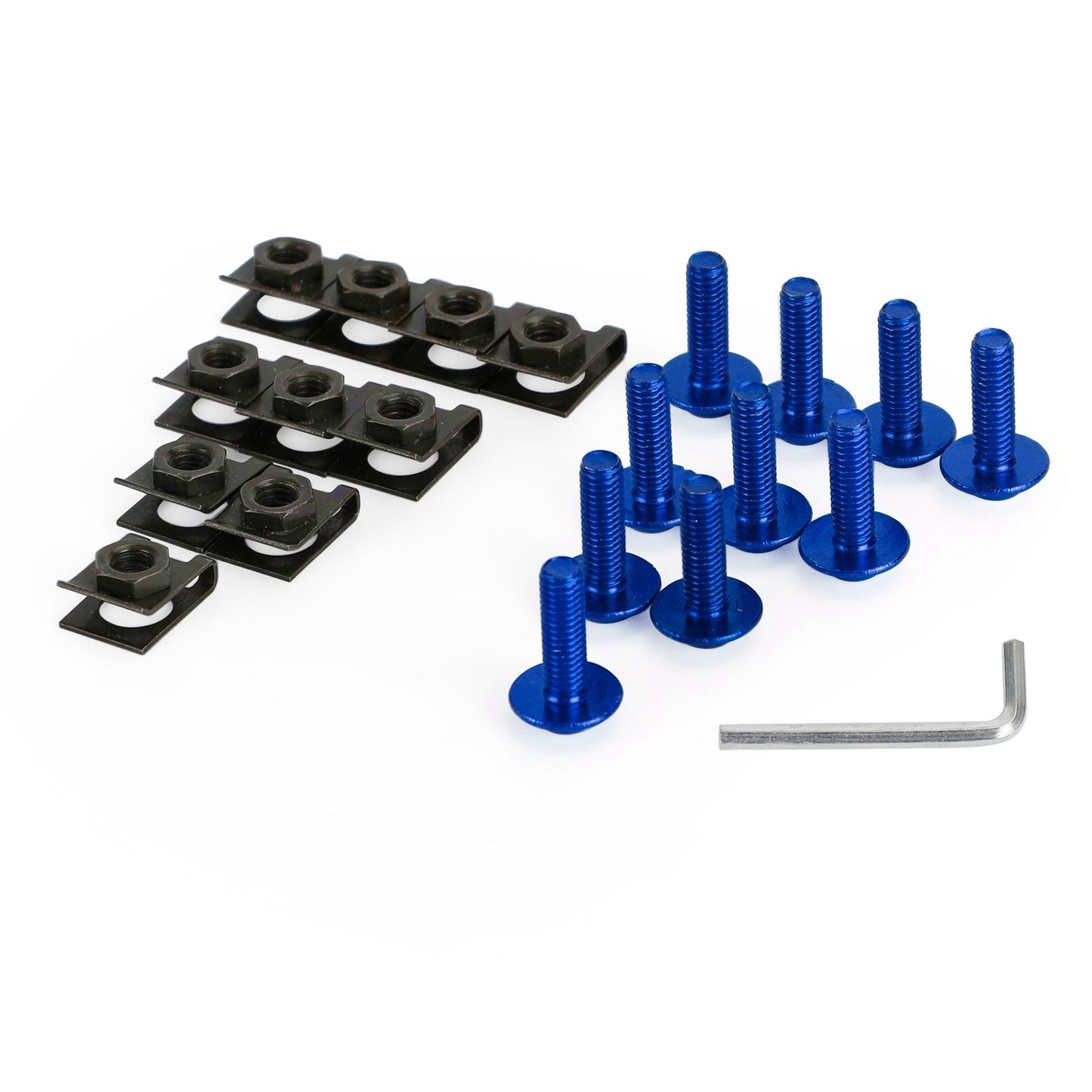 10 boulons en aluminium M6 x 20 mm pour pare-brise de moto et clips à ressort en C pour Honda