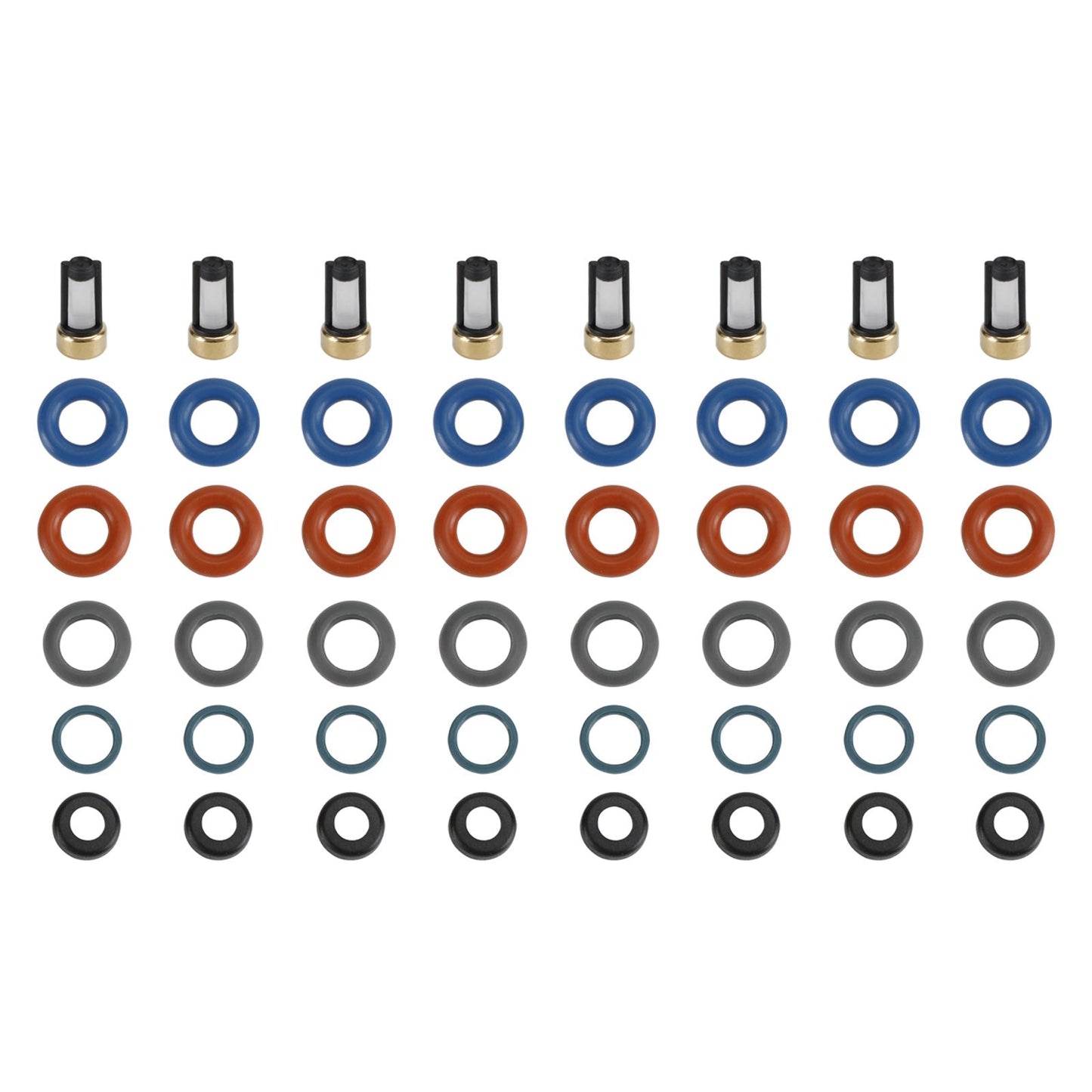 Volvo S80 XC90 4.4L 8PCS Fuel Injectors Repair Seal Kit Filter Cap FJ1073 85212247 1550589