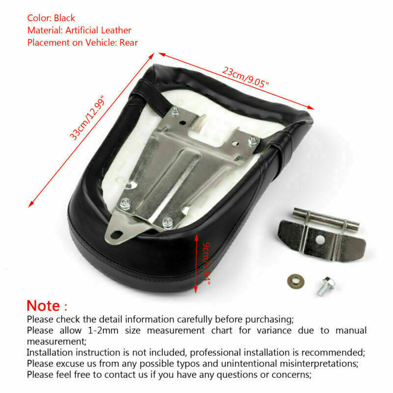 Almohadilla de cuero negra para asiento trasero de motocicleta Kawasaki Vulcan 650 VN650 (2015, 2016, 2017 y 2018)