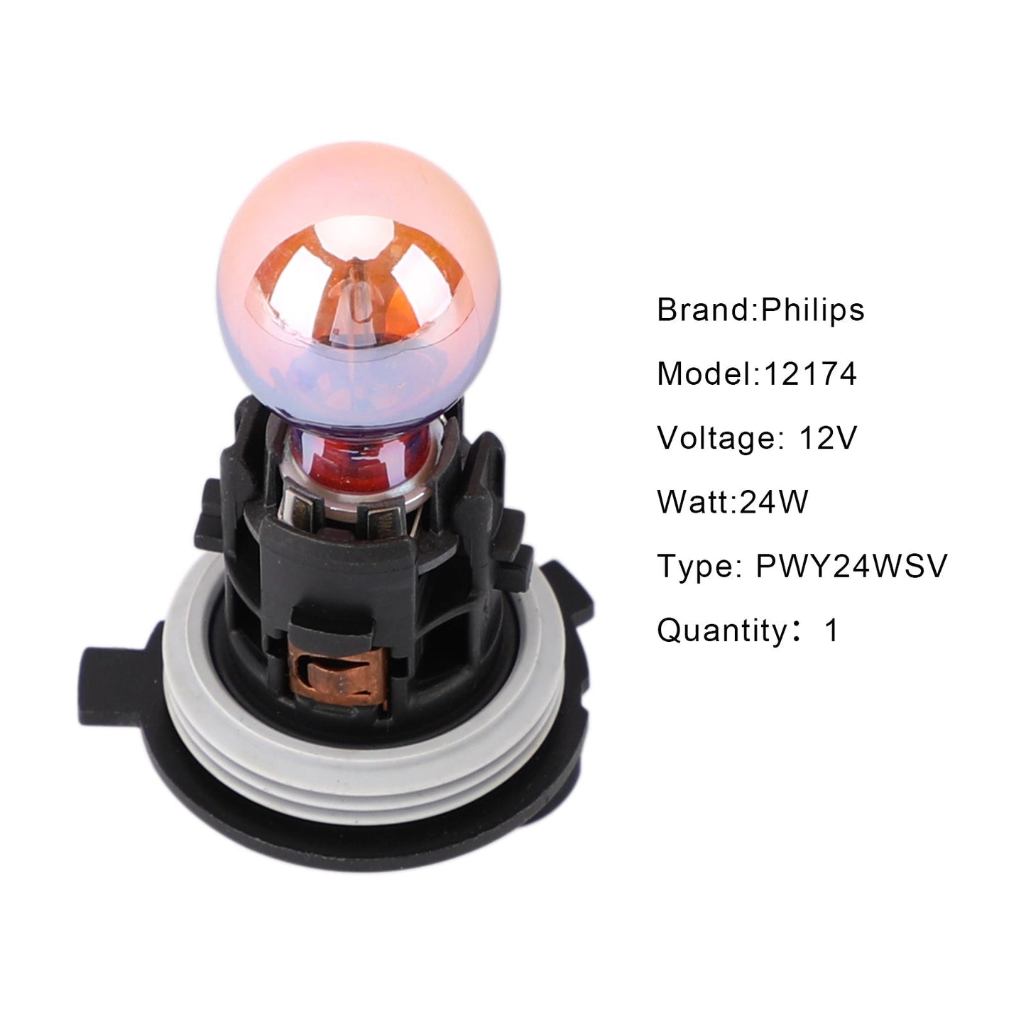 Ampoule Philips avec douille PWY24WSV 12174SV 12 V 24 W, ambre, clignotant