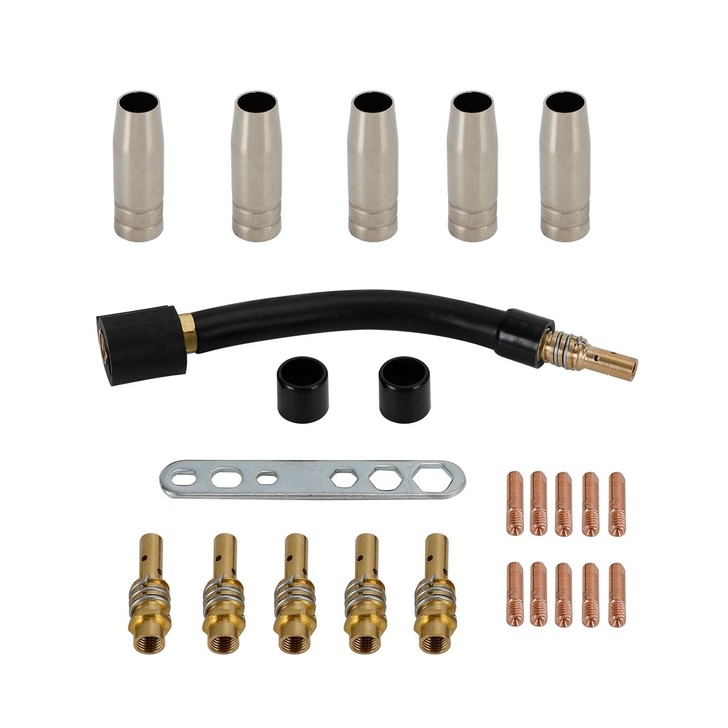 24 piezas de soporte para puntas de contacto de soplete de soldadura MIG/MAG 15AK, boquilla de gas, piezas de cuello de cisne