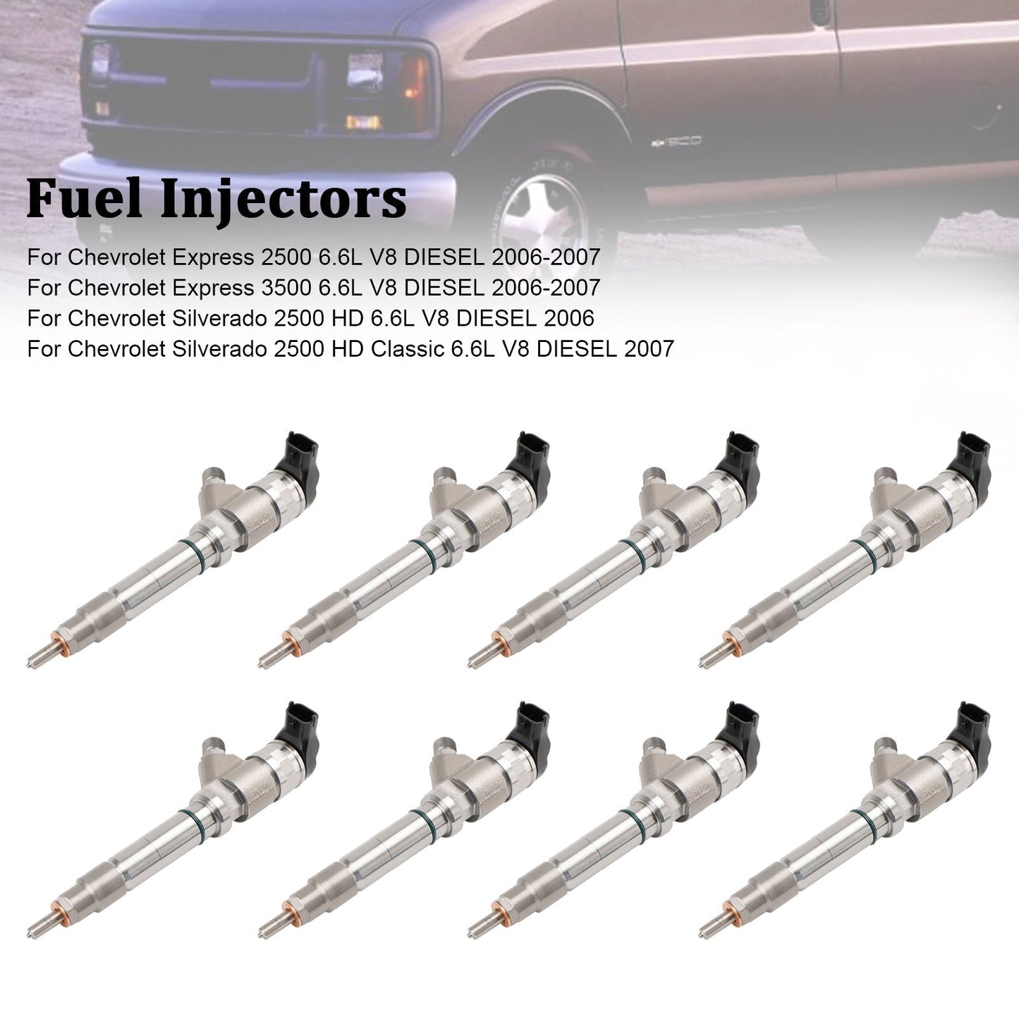 2007 For Chevy Silverado 2500 HD Classic 6.6L V8 DIESEL 8PCS Fuel Injector 0445120042 0445120082 19208742