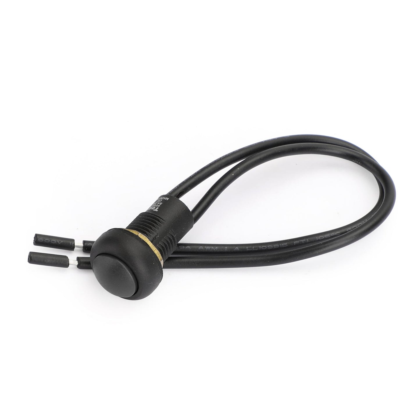 1 interrupteur rond étanche à bouton-poussoir marche/arrêt momentané avec fil noir