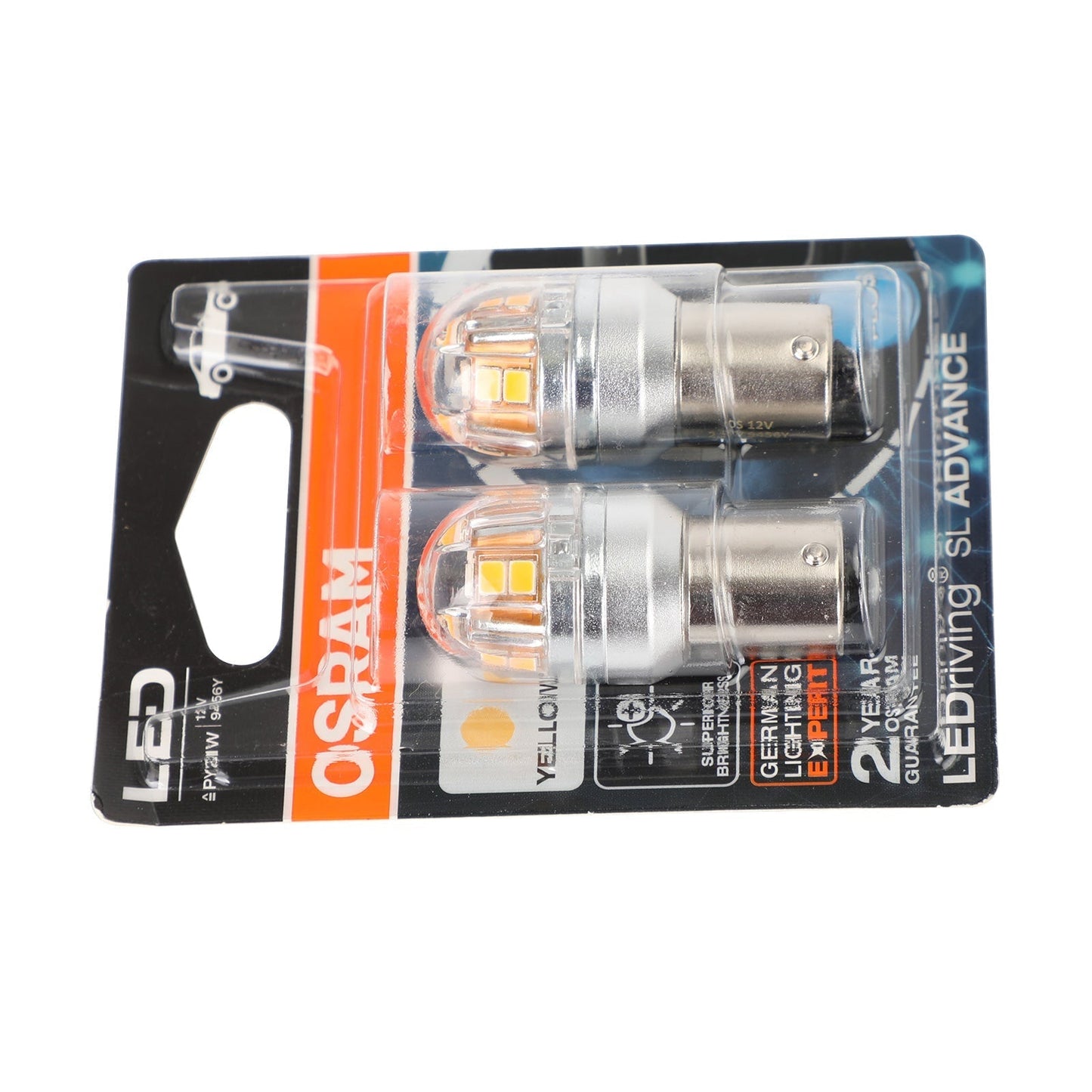 2 ampoules auxiliaires LED OSRAM 9456Y pour voiture PY21W 12V2.5W BAU15s