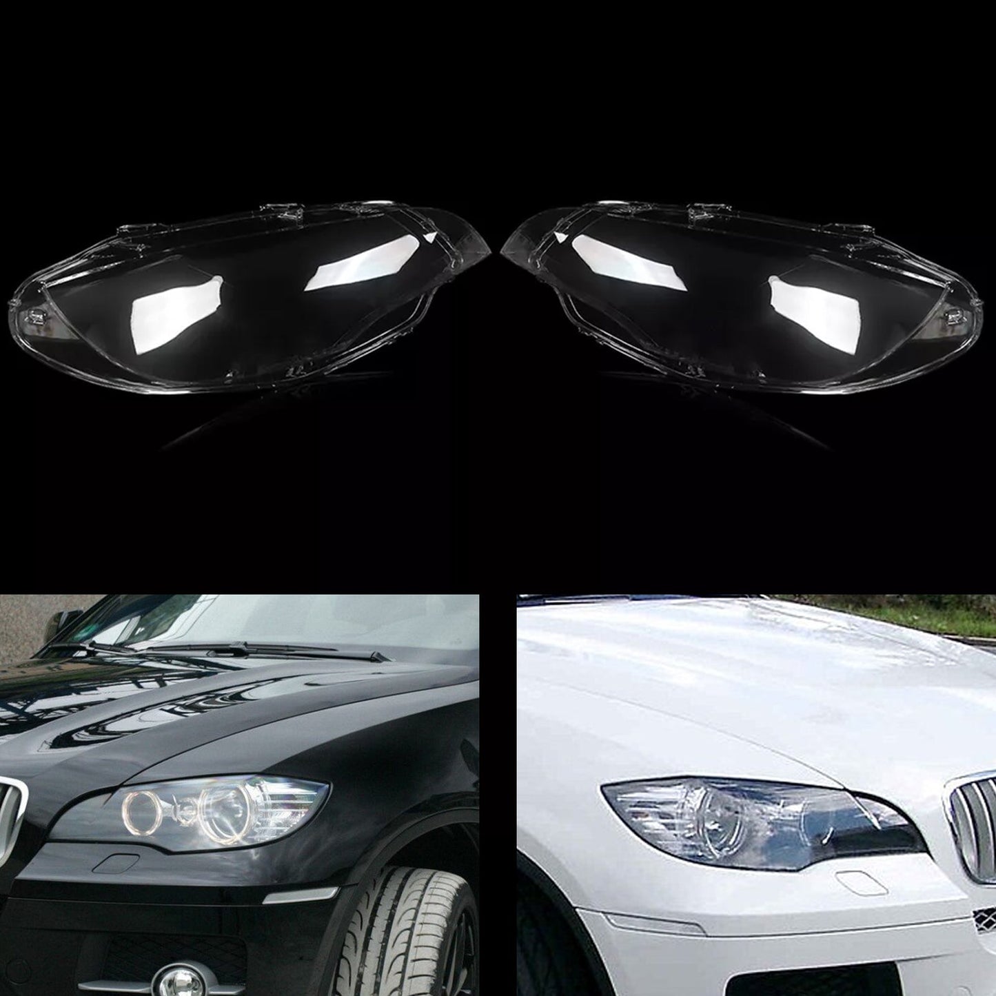 2008-2014 BMW E71 X6 2 pièces couvercle de lentille de phare transparent phare gauche + droit 63117271371 63117271372