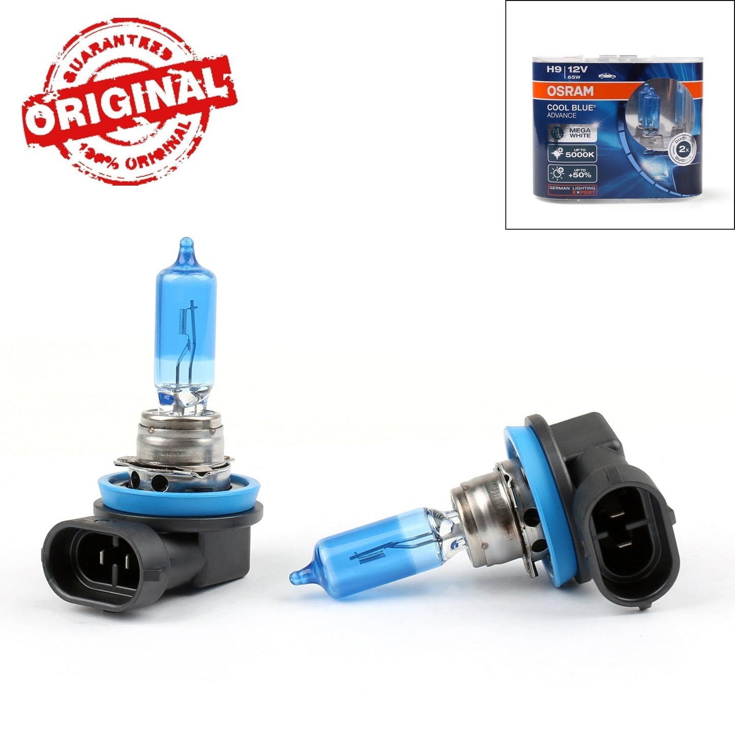 OSRAM Globe Luces Azul Blanco 5000K Lampes halogènes froides Hyper+Plus 65W H9 PGJ19-5