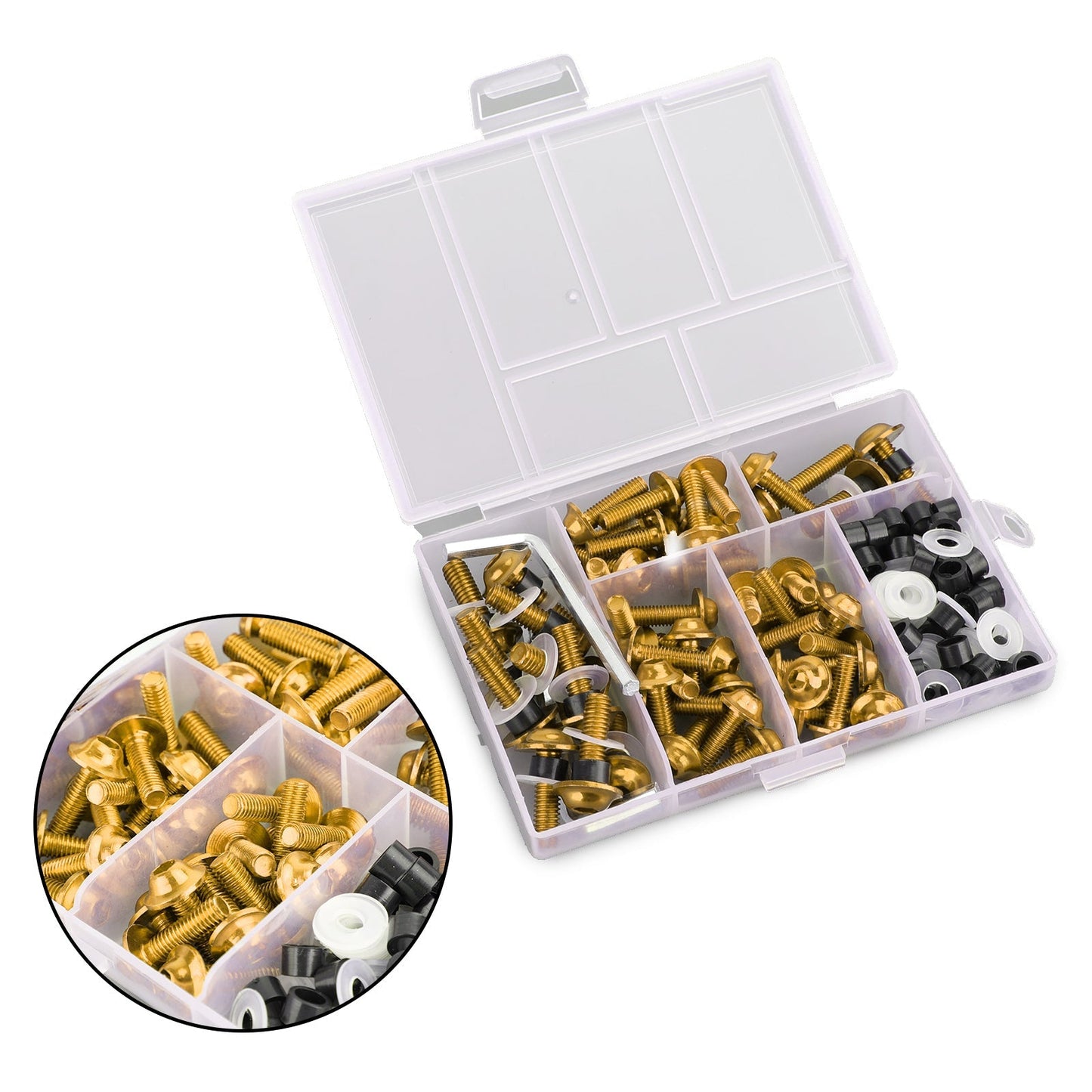 Kit de 158 boulons de carénage de pare-brise de moto de sport, clips de fixation, vis dorées