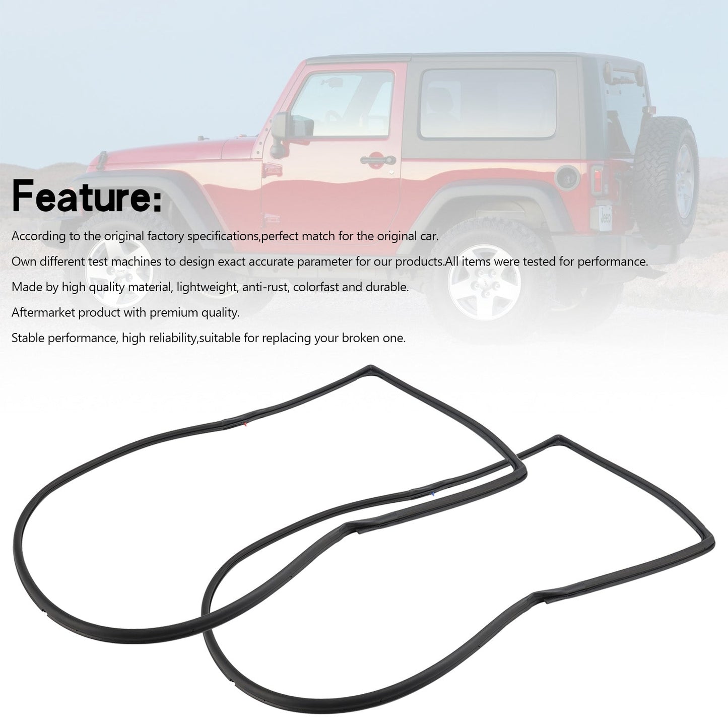 Joint d'étanchéité pour porte avant Jeep Wrangle JK 2007-2017 (2 pièces) 55395275AW