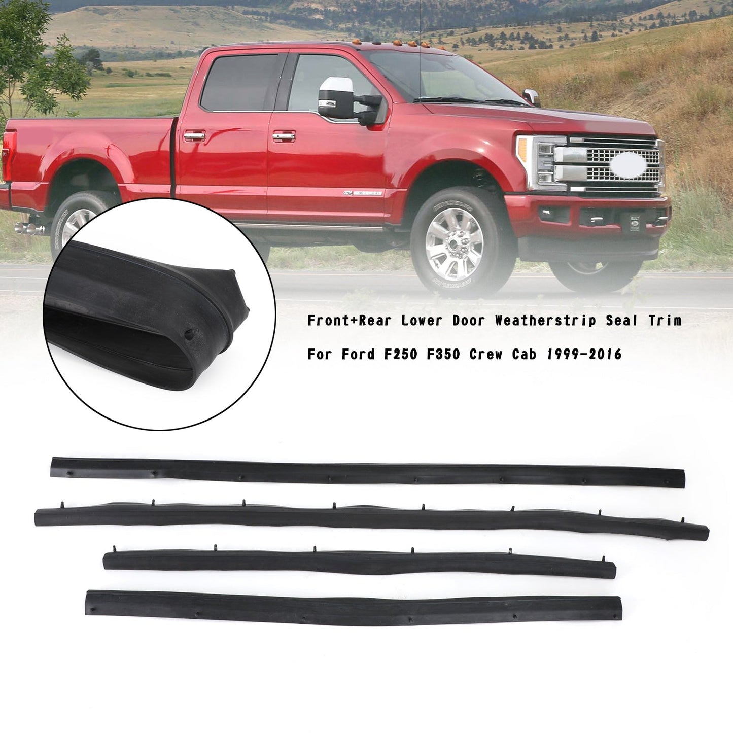 Joint d'étanchéité de porte inférieure avant et arrière pour modèles Ford Super Duty Crew Cab 1999-2016 uniquement F81Z-2520758-AA (2) 1C3Z-26253A24-A (2)