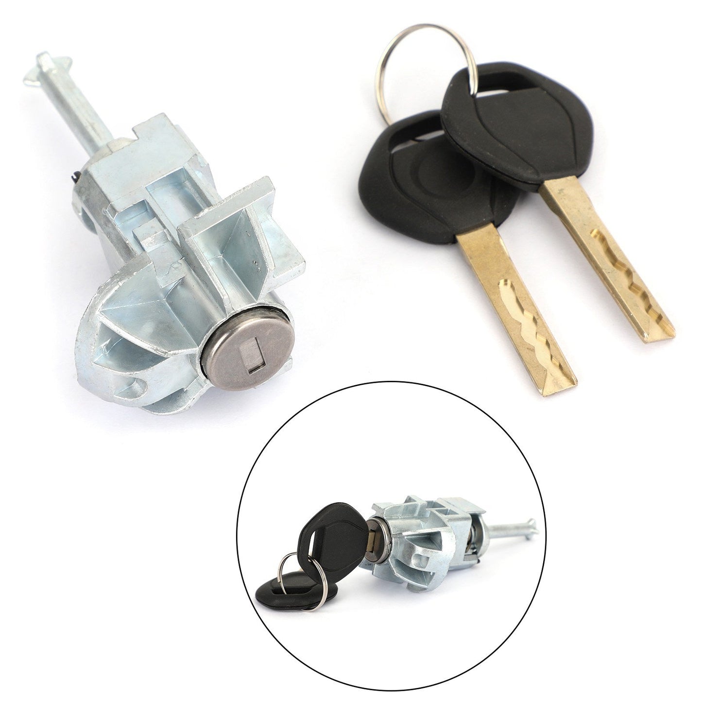 51217019975 Left Driver Door Lock Cylinder Barrel Assembly W/ 2 Keys For Bmw E46 3 Series
