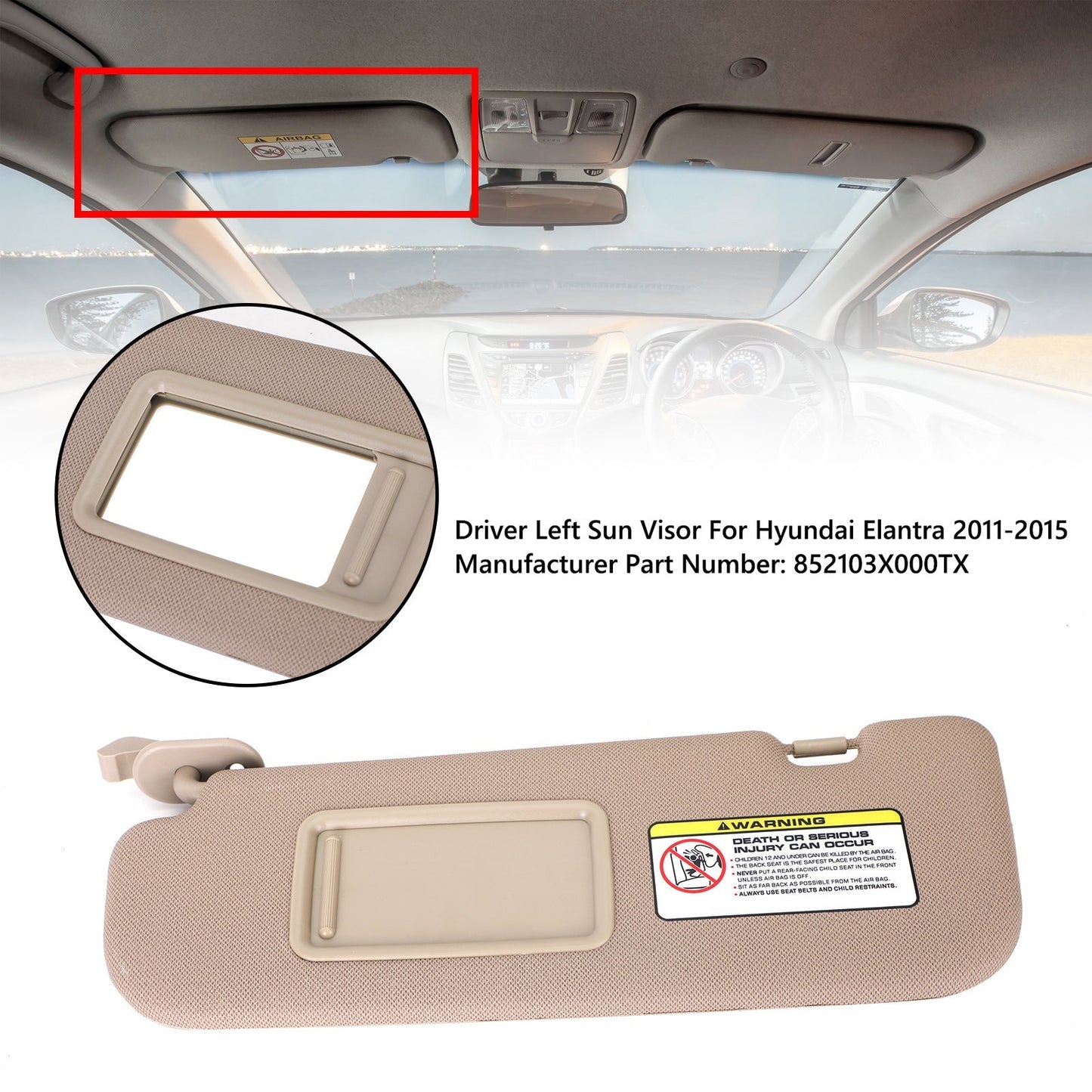 Pare-soleil côté conducteur gauche Hyundai Elantra MD 11-15 852103X000