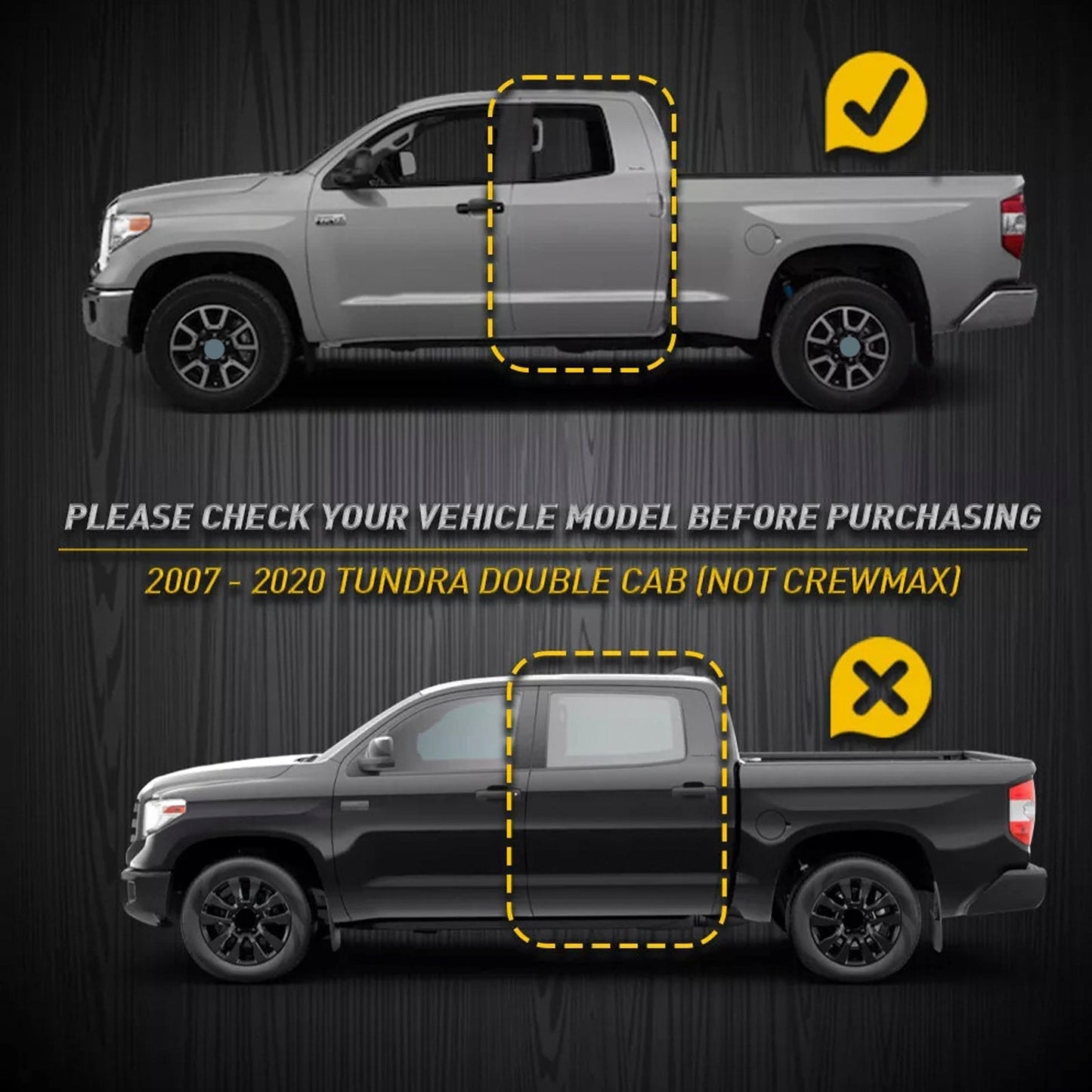 2007-2020 Toyota Tundra DOUBLE CAB 2PCS Left&Right Roof Drip Molding Trim Rubber 768679409158 75552-0C050