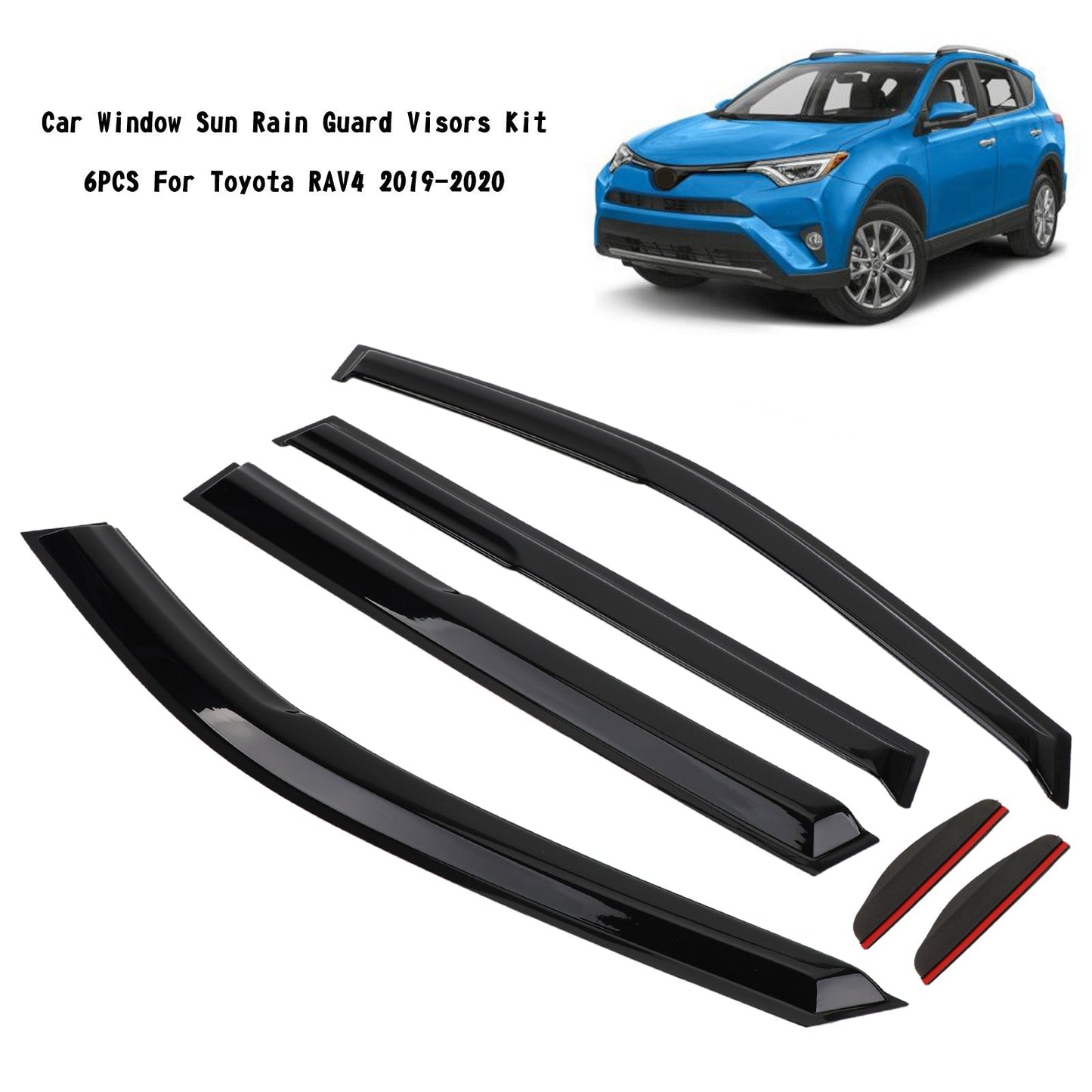 Kit de 6 pare-soleil et pare-pluie pour vitres de voiture Toyota RAV4 2019-2020