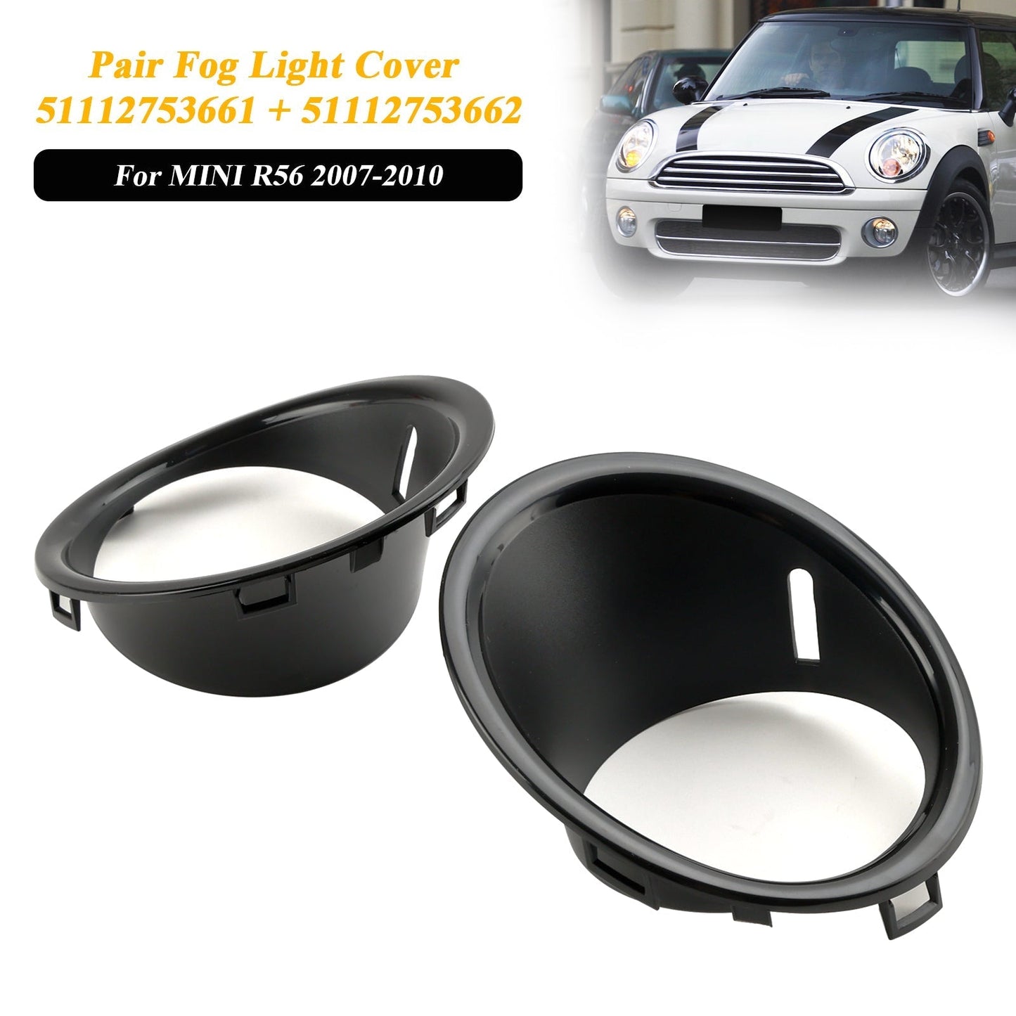Cache de phare antibrouillard avant pour Mini Cooper R55, R56, R57 (2007-2010) 51112753661 et 51112753662