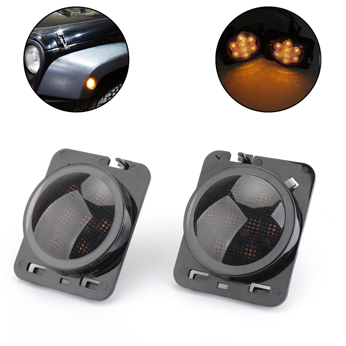 2 feux de position latéraux à LED pour garde-boue avant Jeep Wrangler JK 2007-2015