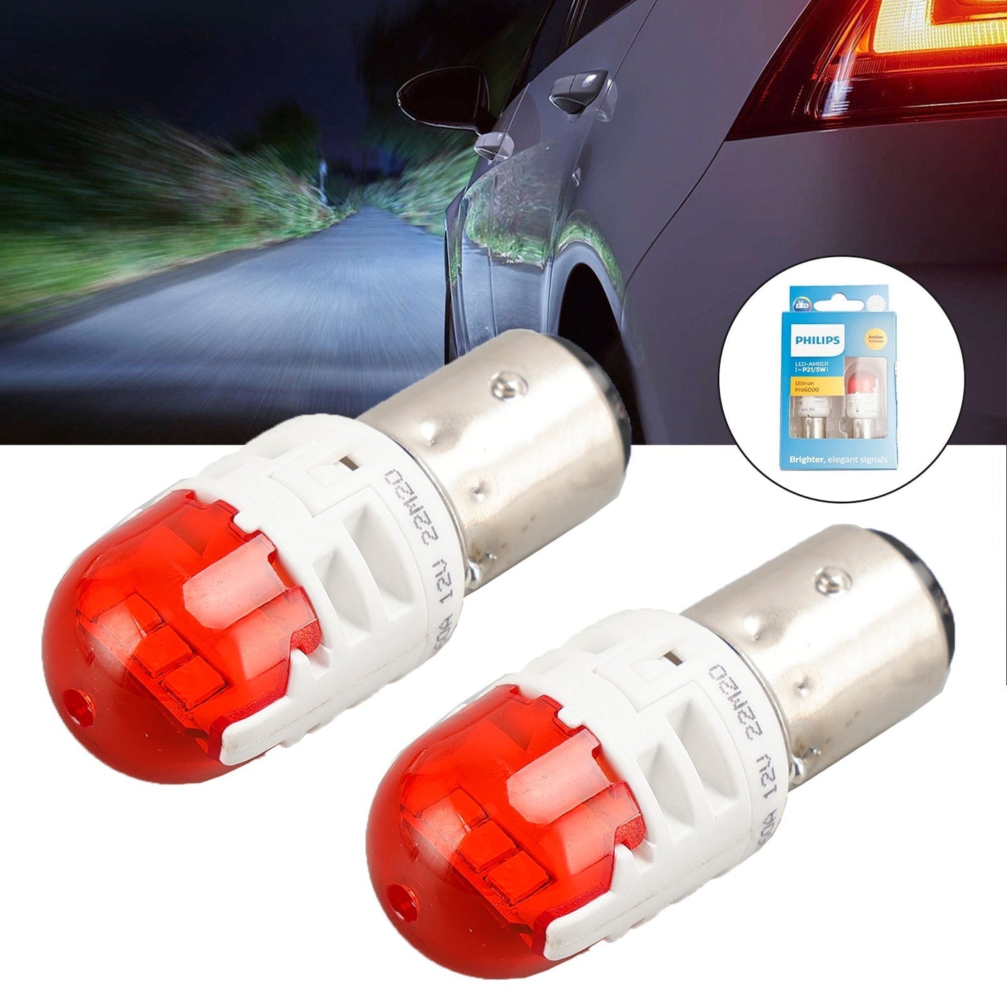 Pour Philips 11499AU60X2 Ultinon Pro6000 LED-AMBRE P21/5W AMBRE intense 80/16lm