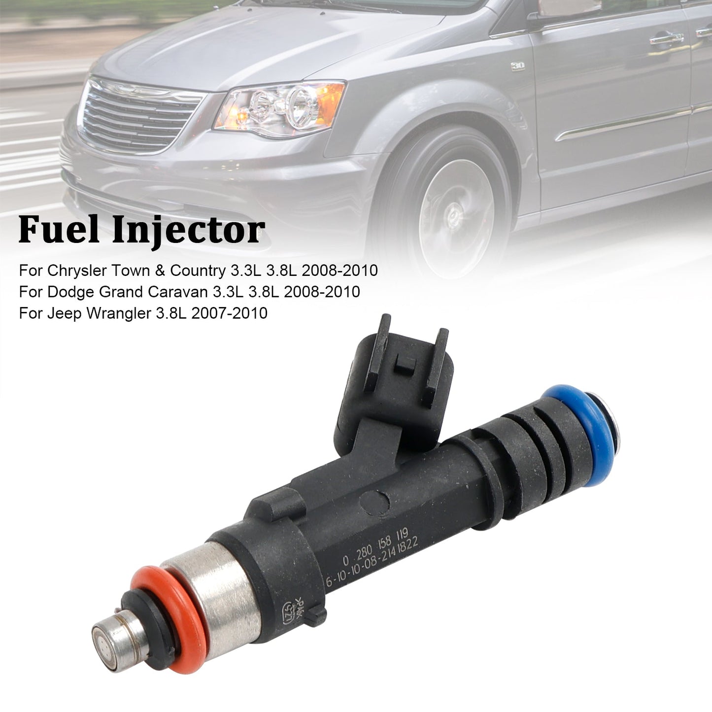 Inyector de combustible 0280158119 04861667AA para Chrysler Town & Country 3.3L 3.8L (2008-2010)