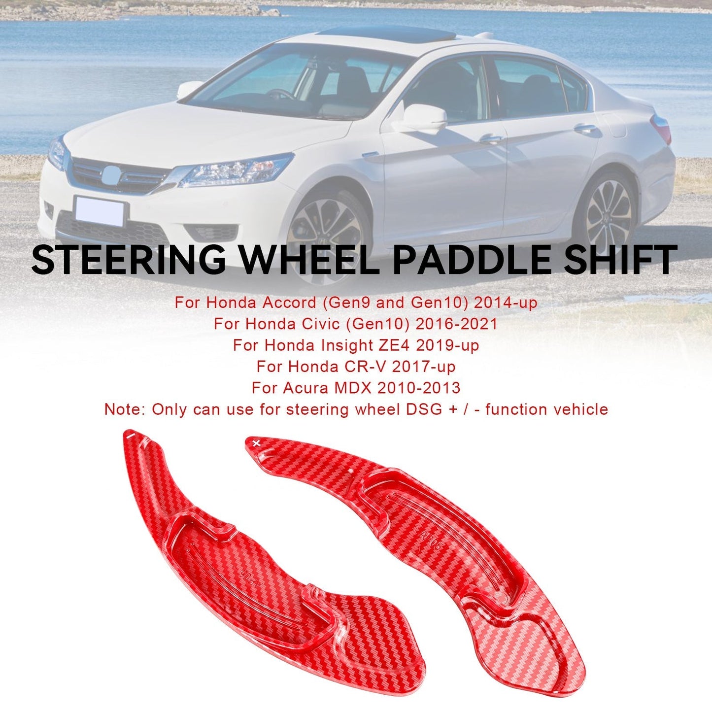Extension de palettes de changement de vitesse au volant rouge pour Honda Accord Gen9 et Gen10 (2014 et plus)