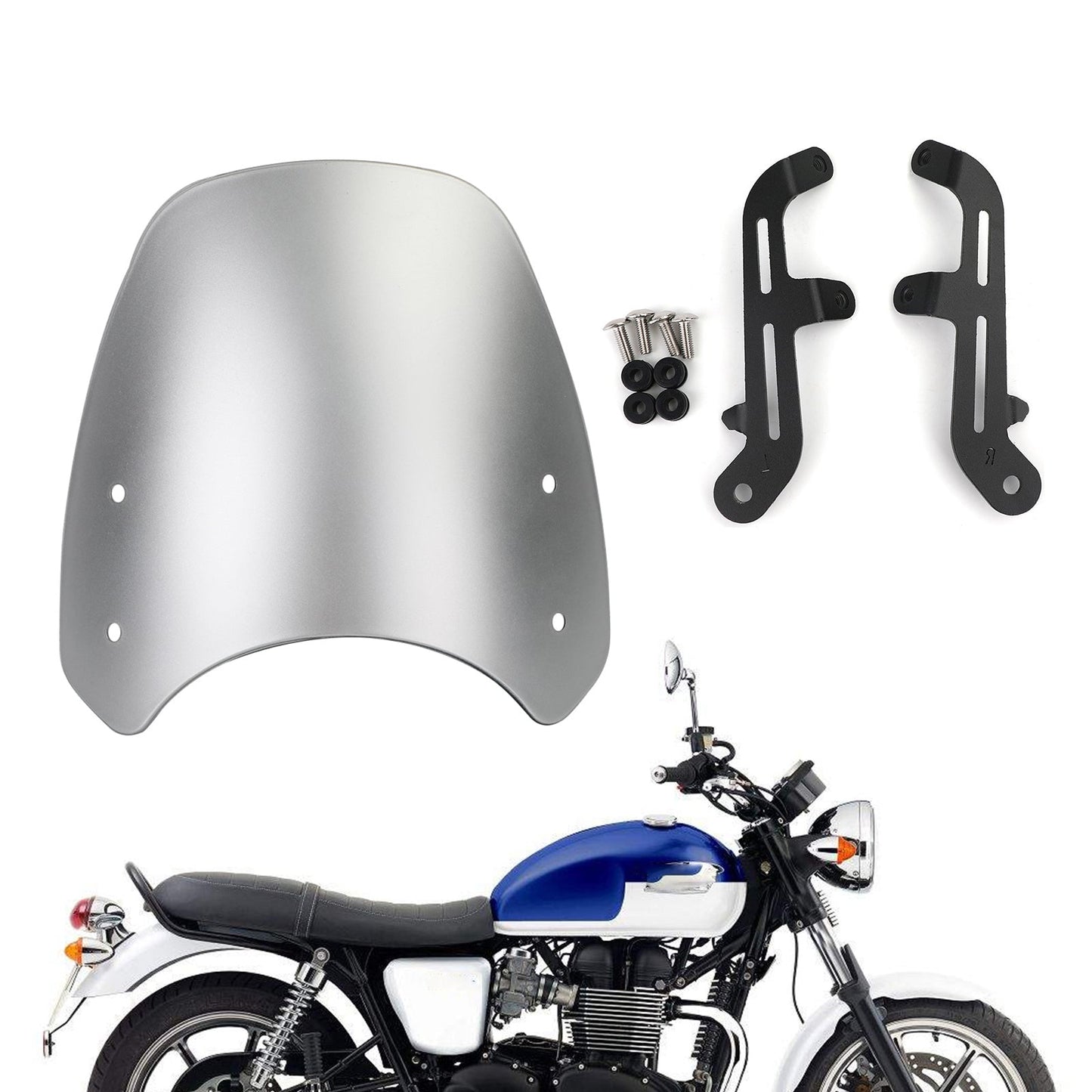 Pare-brise en plastique ABS pour moteur Triumph Bonneville T100 T120, argent
