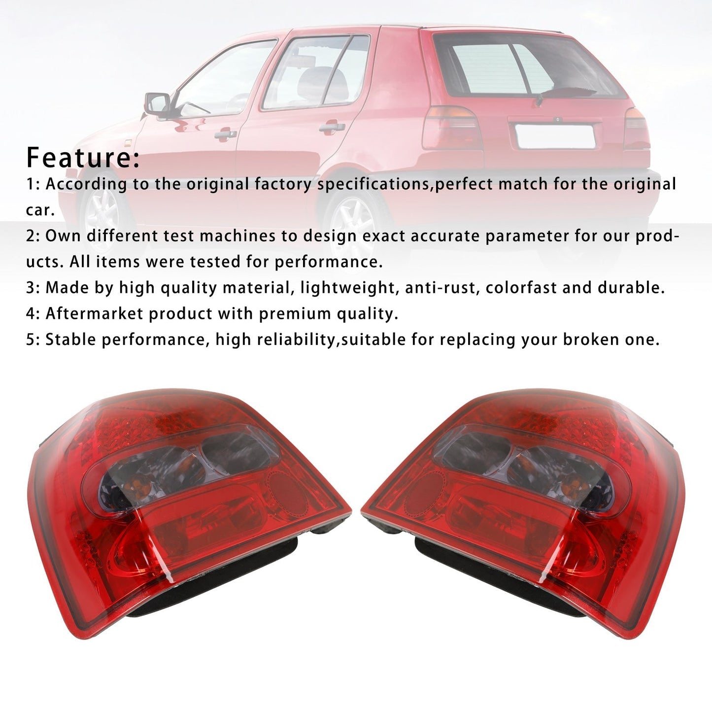 Feux arrière à LED transparents pour VW GOLF MK3 MK3 III 1992-1997, 2 pièces