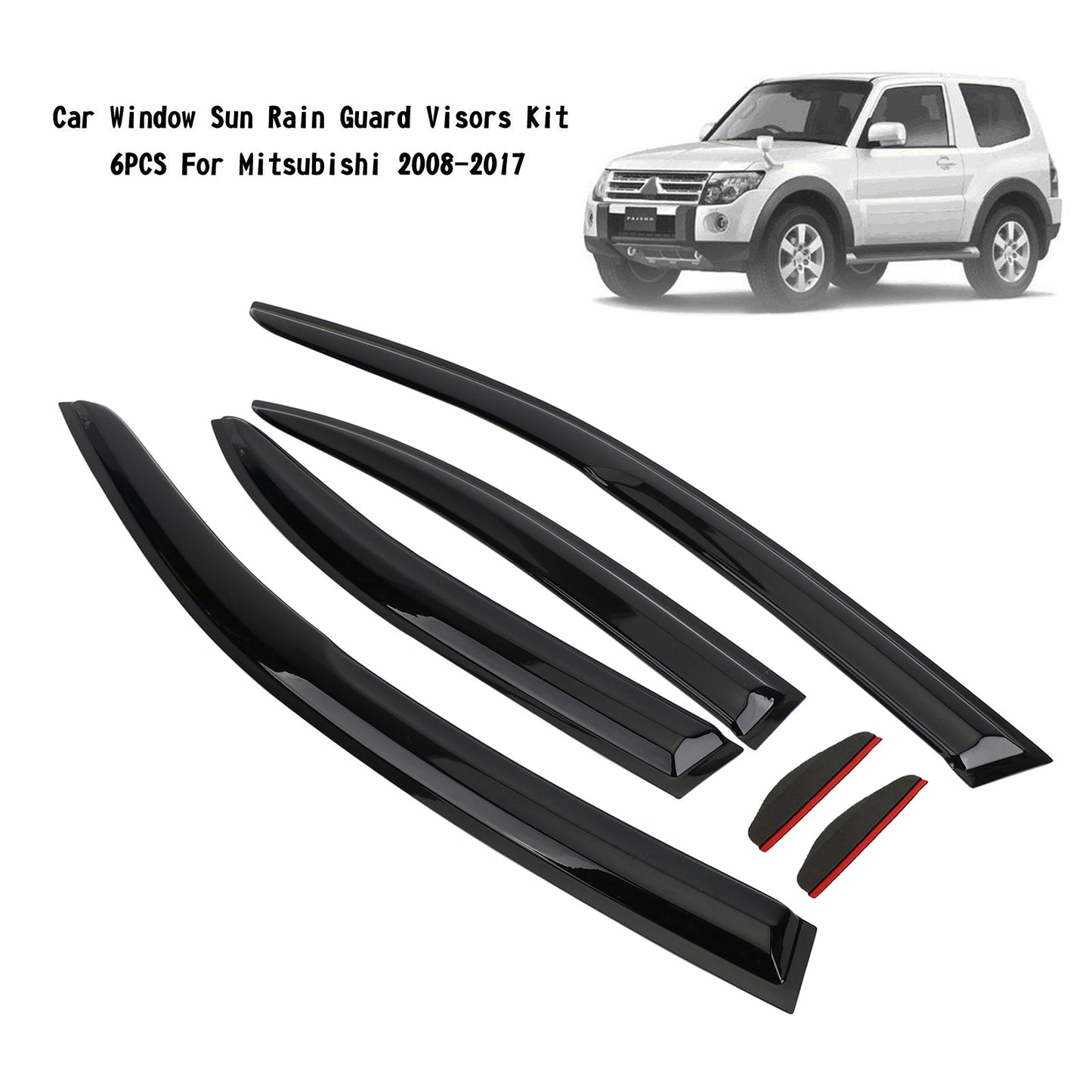 Kit de 6 pare-soleil et pare-pluie pour vitres de voiture, pour Mitsubishi Lancer 2008-2017