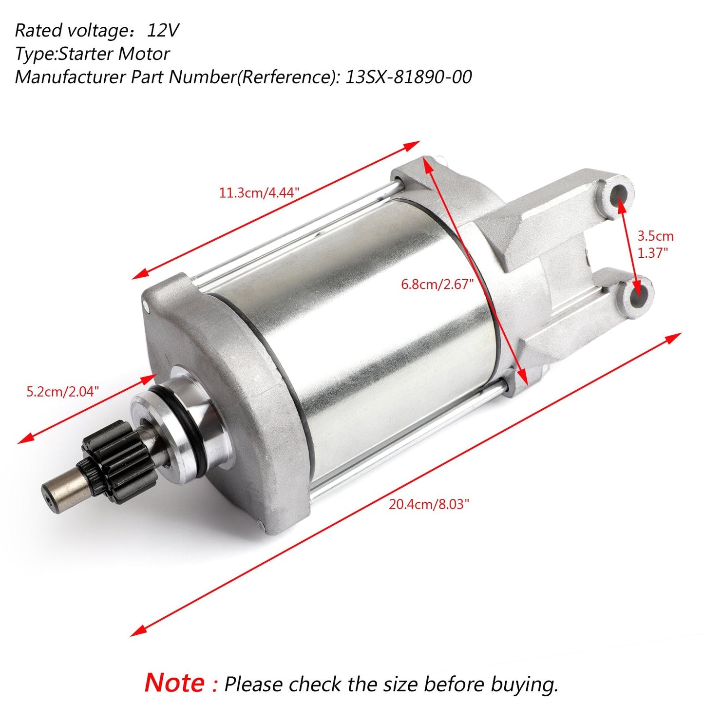 Starter Motor For Yamaha Atv Raptor YFM660RR YFM660RSE Raptor 660R 2001-2000 Assosary