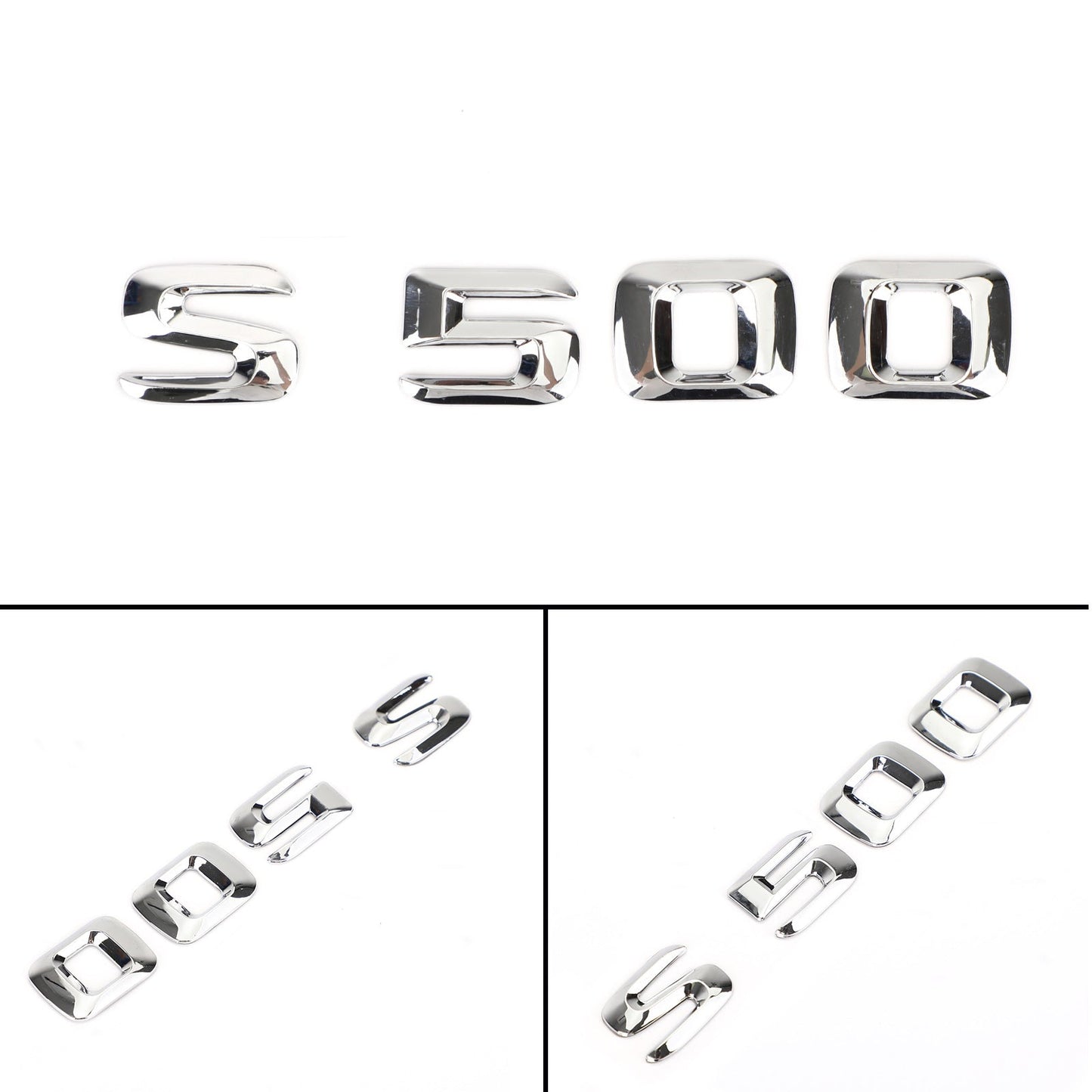 Emblème de coffre arrière, plaque signalétique, lettres et chiffres, compatible avec Mercedes S500, chromé